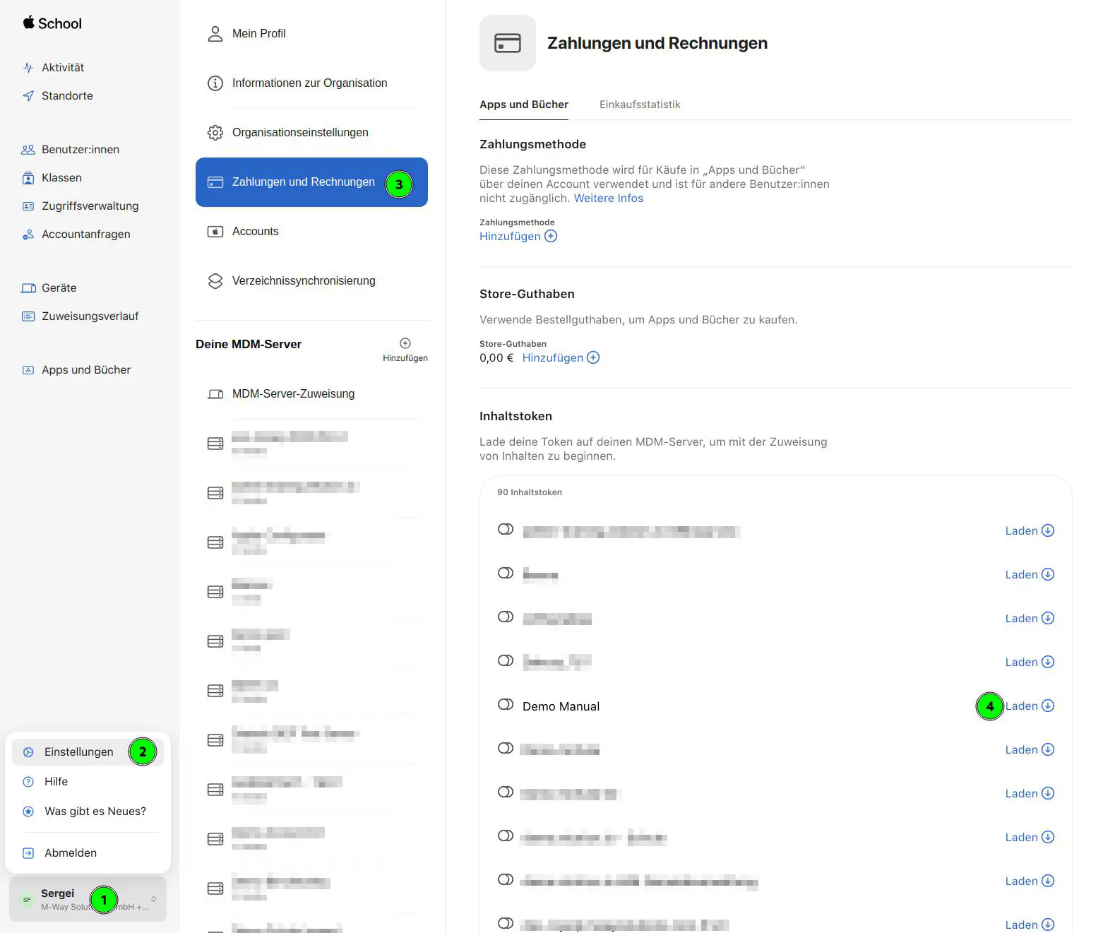 VPP-Token im Apple School Manager unter Apps und Bücher generieren