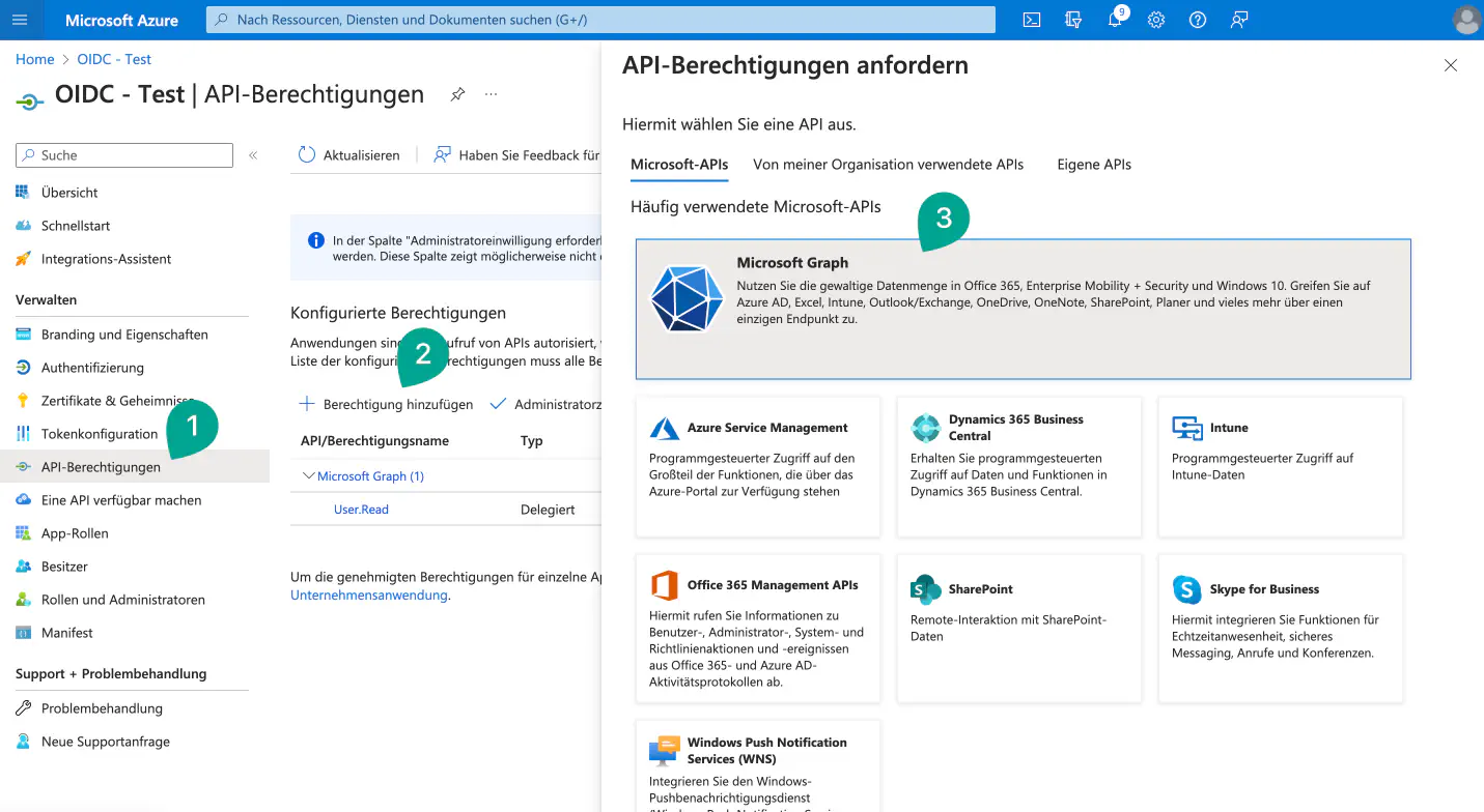 Ajouter l’autorisation API Microsoft Graph dans Azure pour OIDC