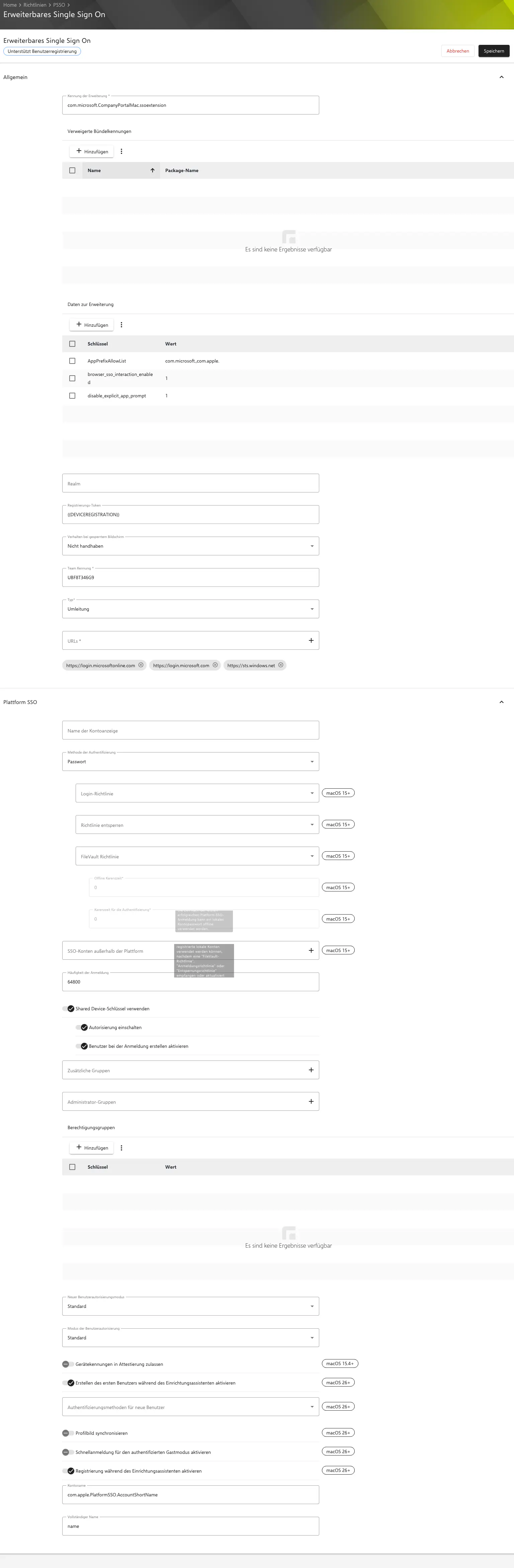 Relution: Konfiguration „Erweiterbares Single Sign On" (Beispiel mit Methode „Passwort")