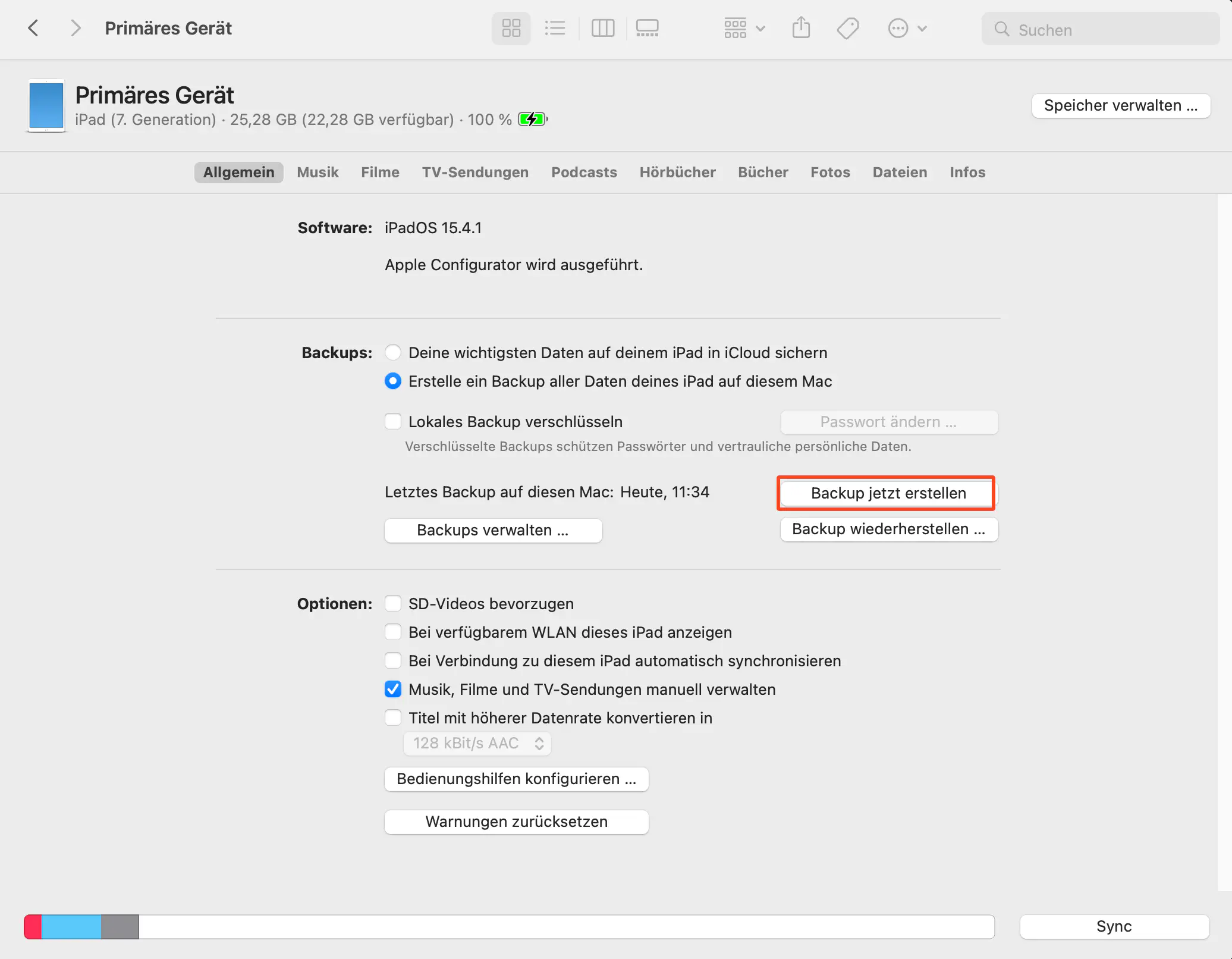 iPhone Backup in Mac Finder erstellen