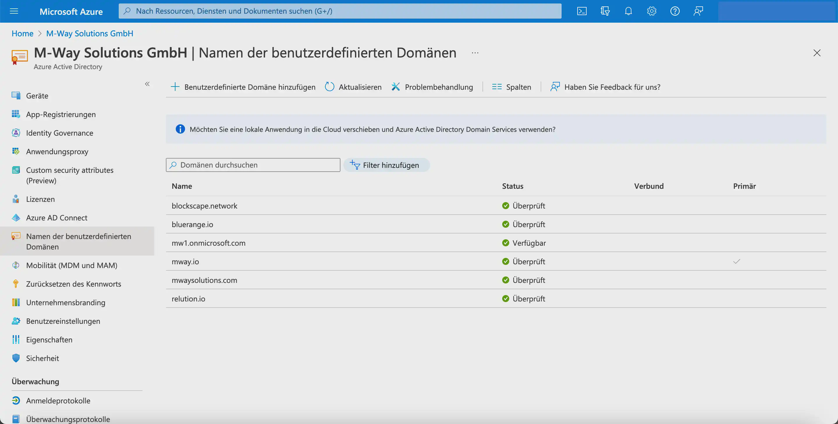 Add the custom domain of the Relution Server in Microsoft Entra ID