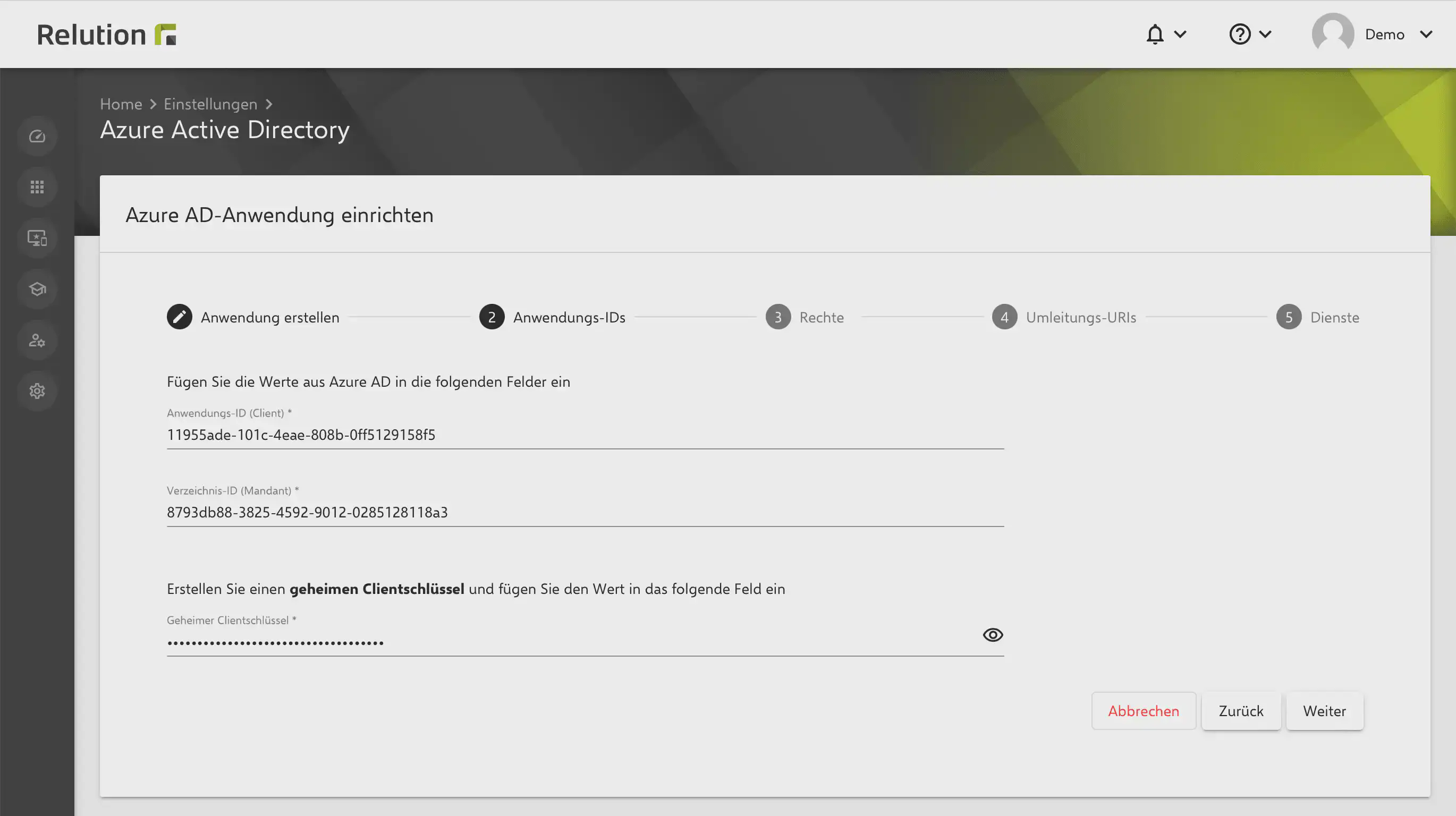 Copier l’ID d’application et l’ID de répertoire de l’application MDM Microsoft Entra pour Relution