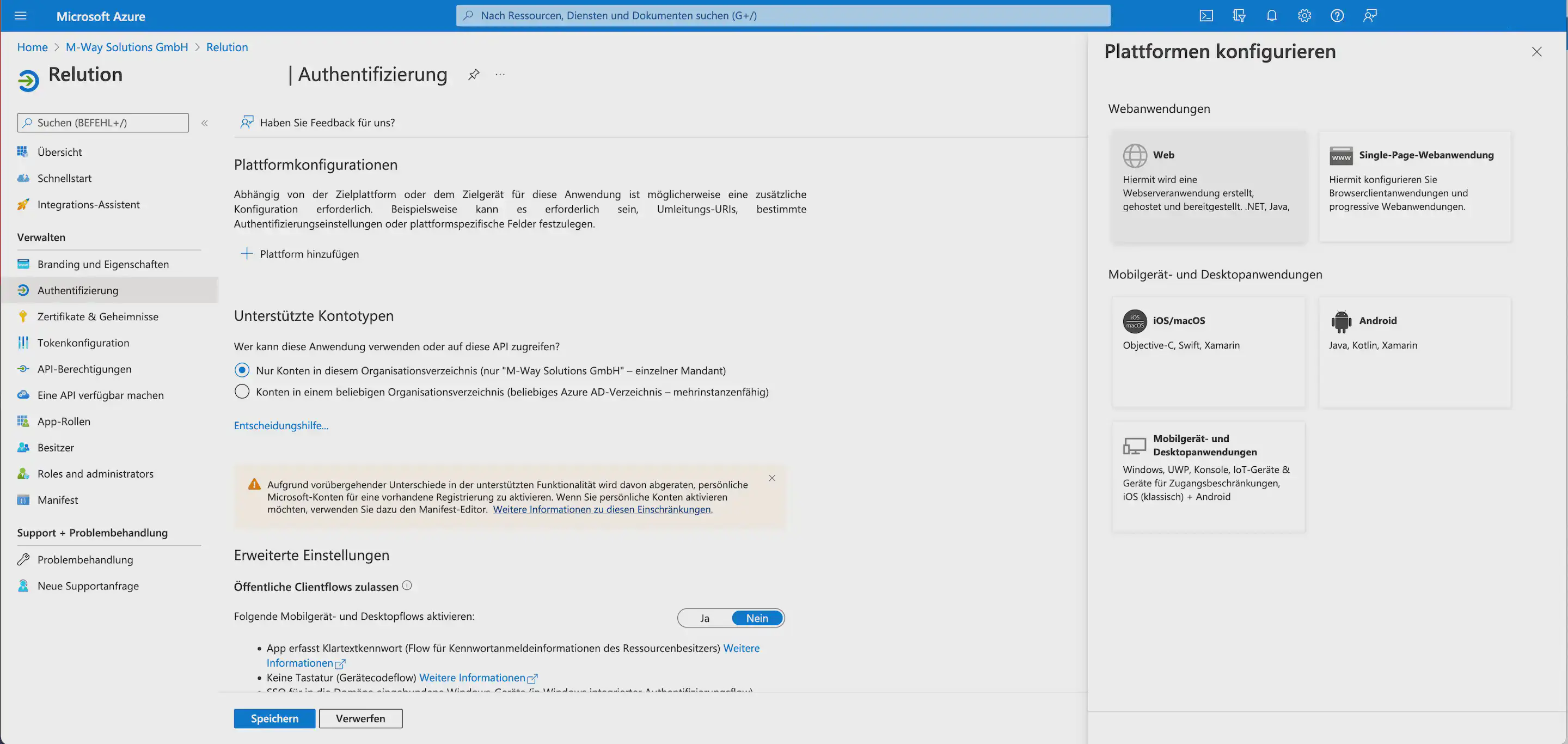 Sélectionner Web comme type de plateforme pour l’URI de redirection dans l’inscription d’application Microsoft Entra