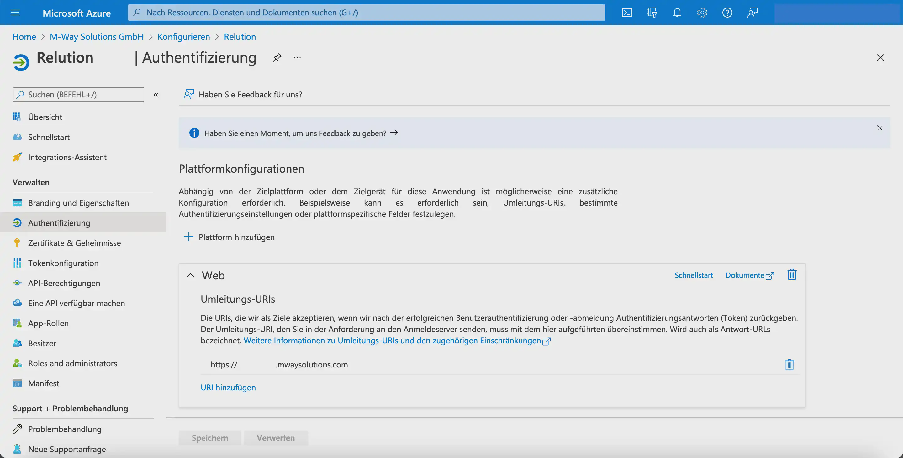 Enregistrer l’URL du serveur comme URI de redirection dans Microsoft Entra et désactiver les jetons d’ID