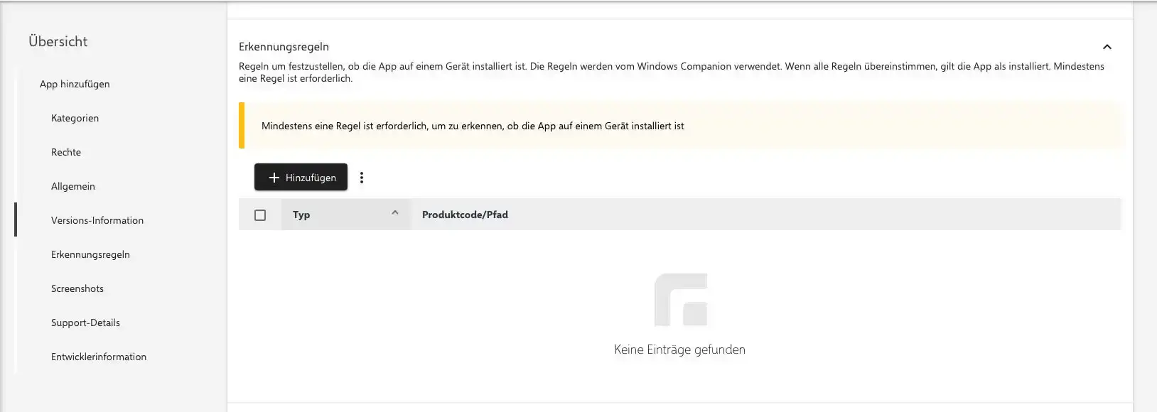 Erkennungsregeln zur Windows App Identifikation in Relution hinzufügen