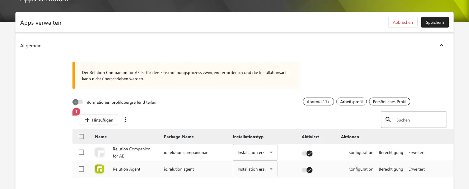 Verwaltete App hinzufügen