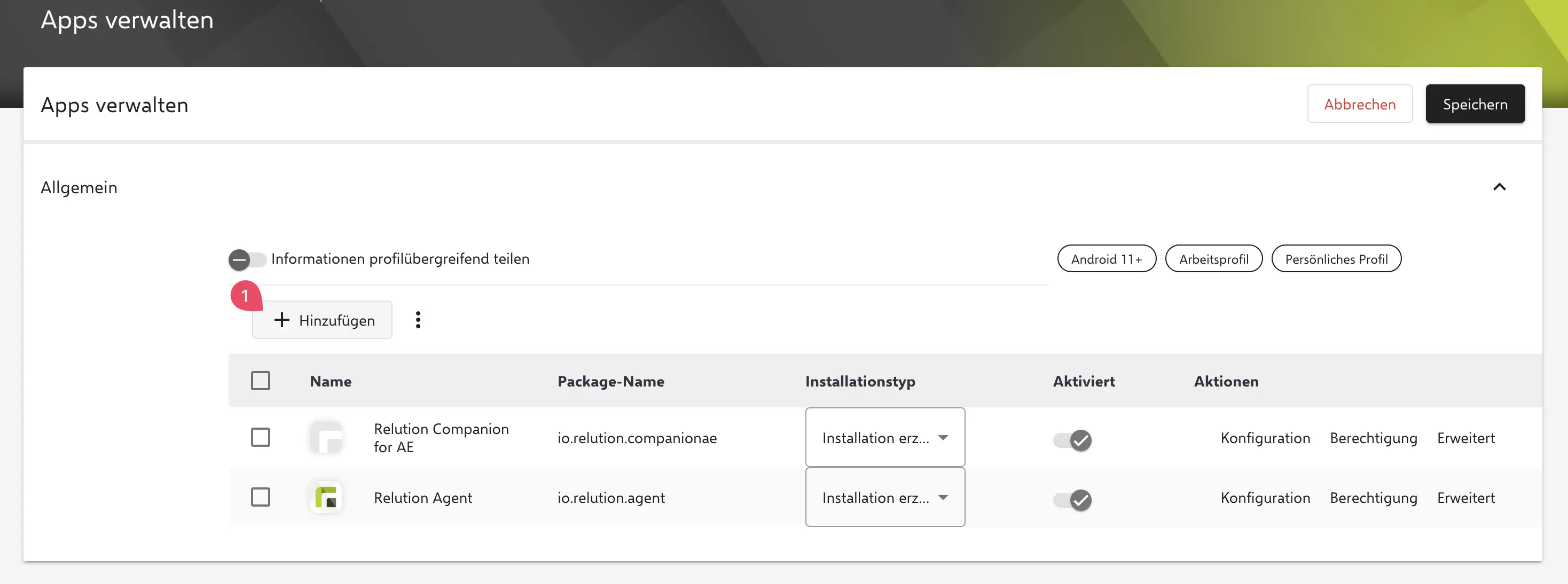 Verwaltete App hinzufügen