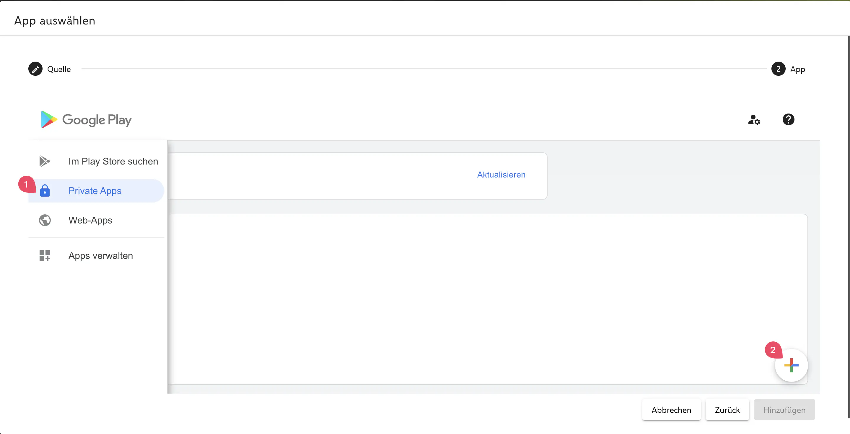 Managed Play Store auswählen