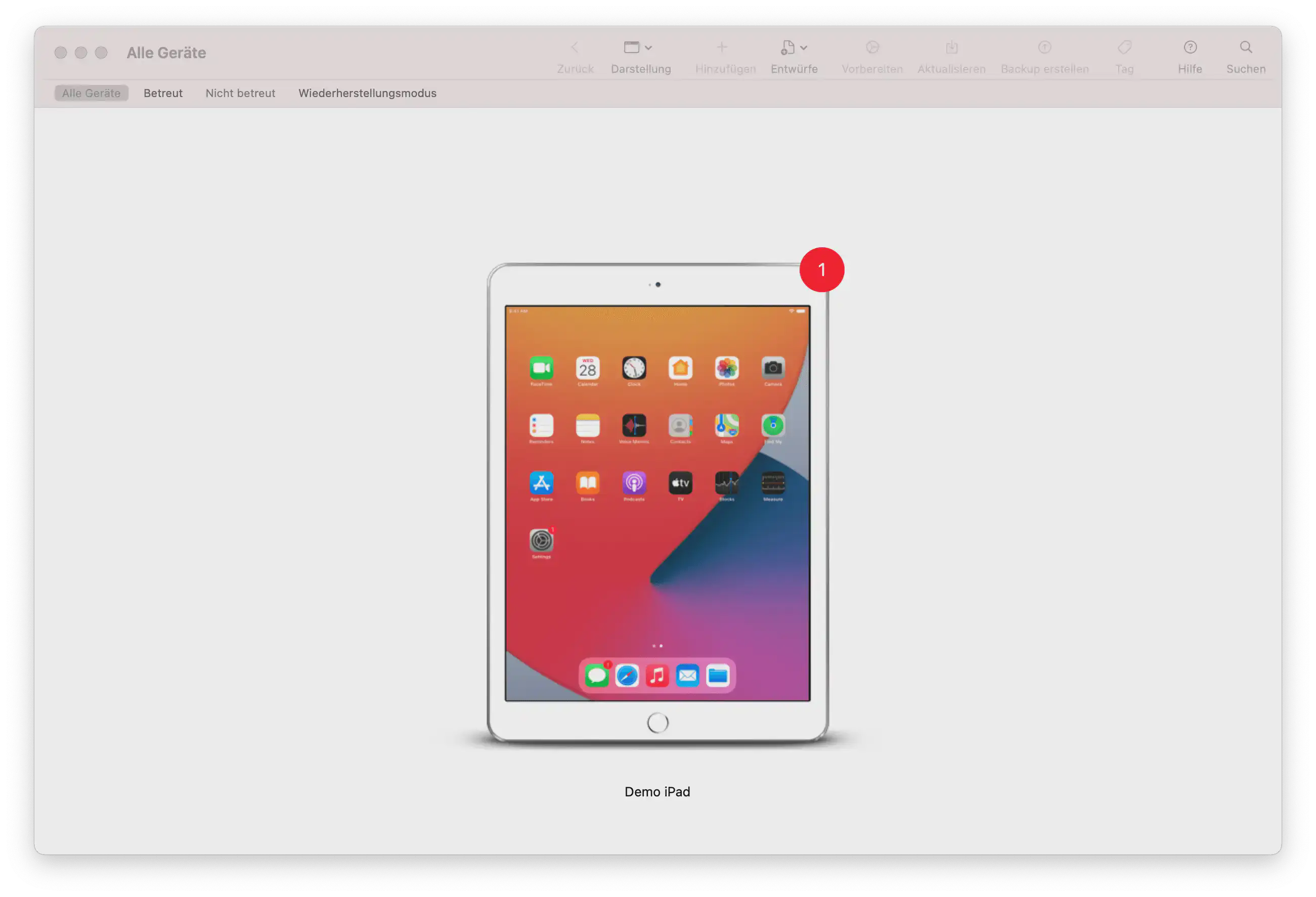iOS Gerät via USB in Apple Configurator 2 verbunden