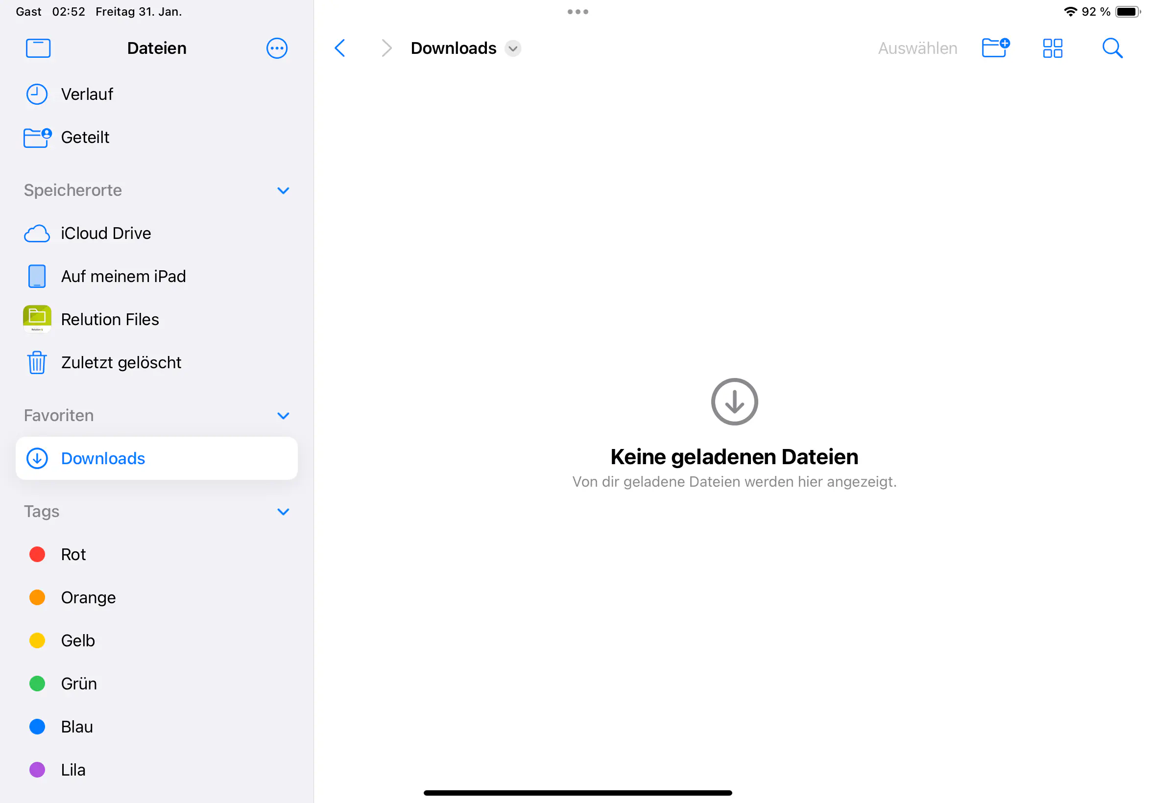 Heruntergeladene Dateien im Downloads-Ordner der Apple Dateien App nicht sichtbar