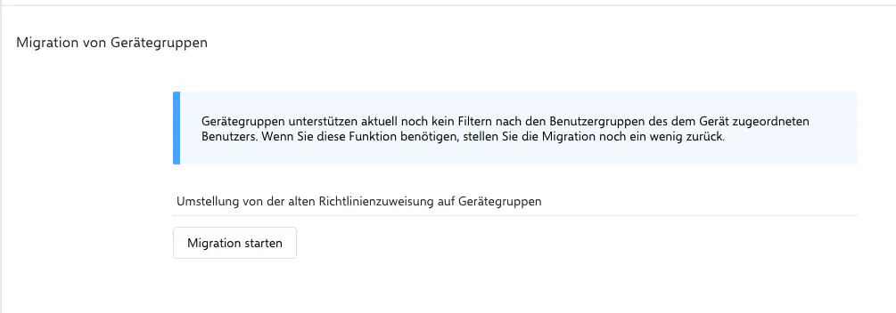 Migration von Gerätegruppen in Relution Einstellungen starten