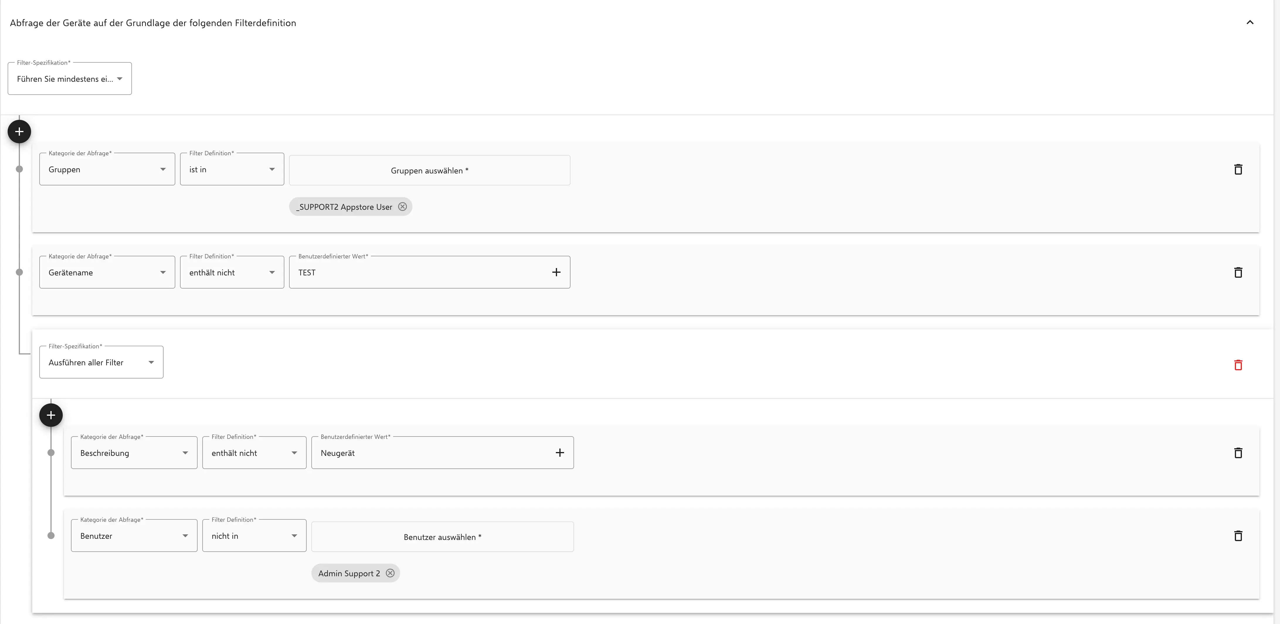 Dynamic group overview showing group membership details