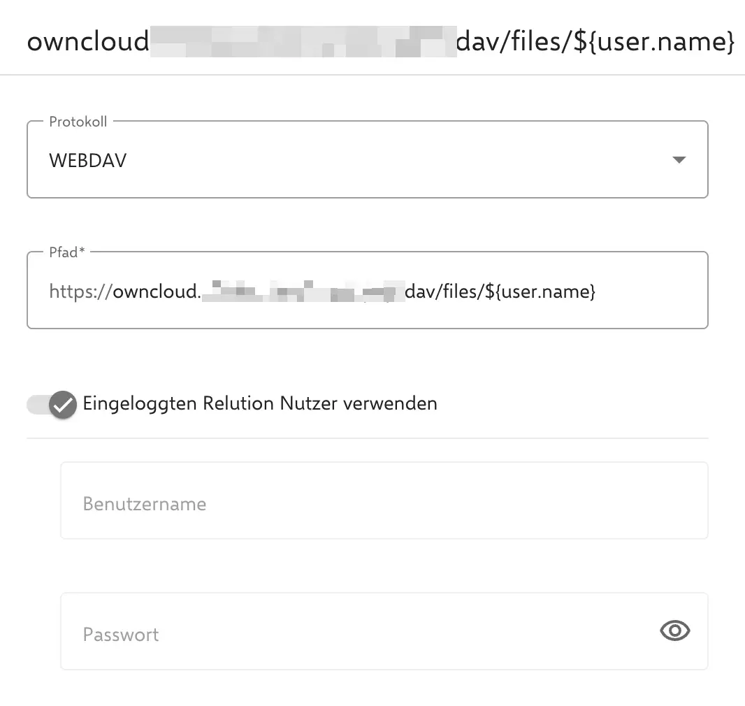 Relution Dateifreigaben Konfiguration