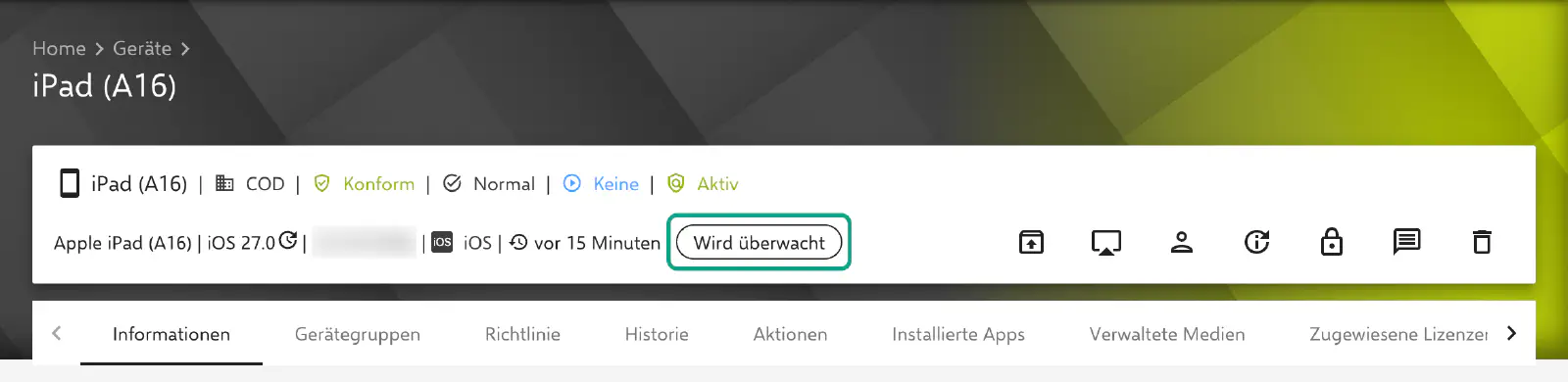 Badge Wird überwacht in den Relution Gerätedetails