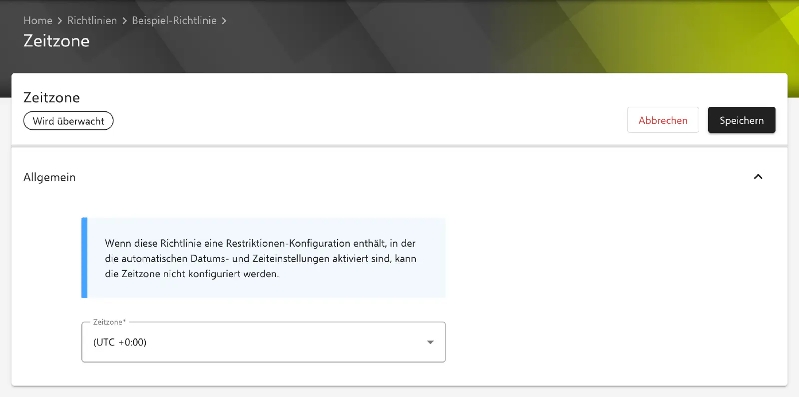 Formular Zeitzone im Relution-Portal