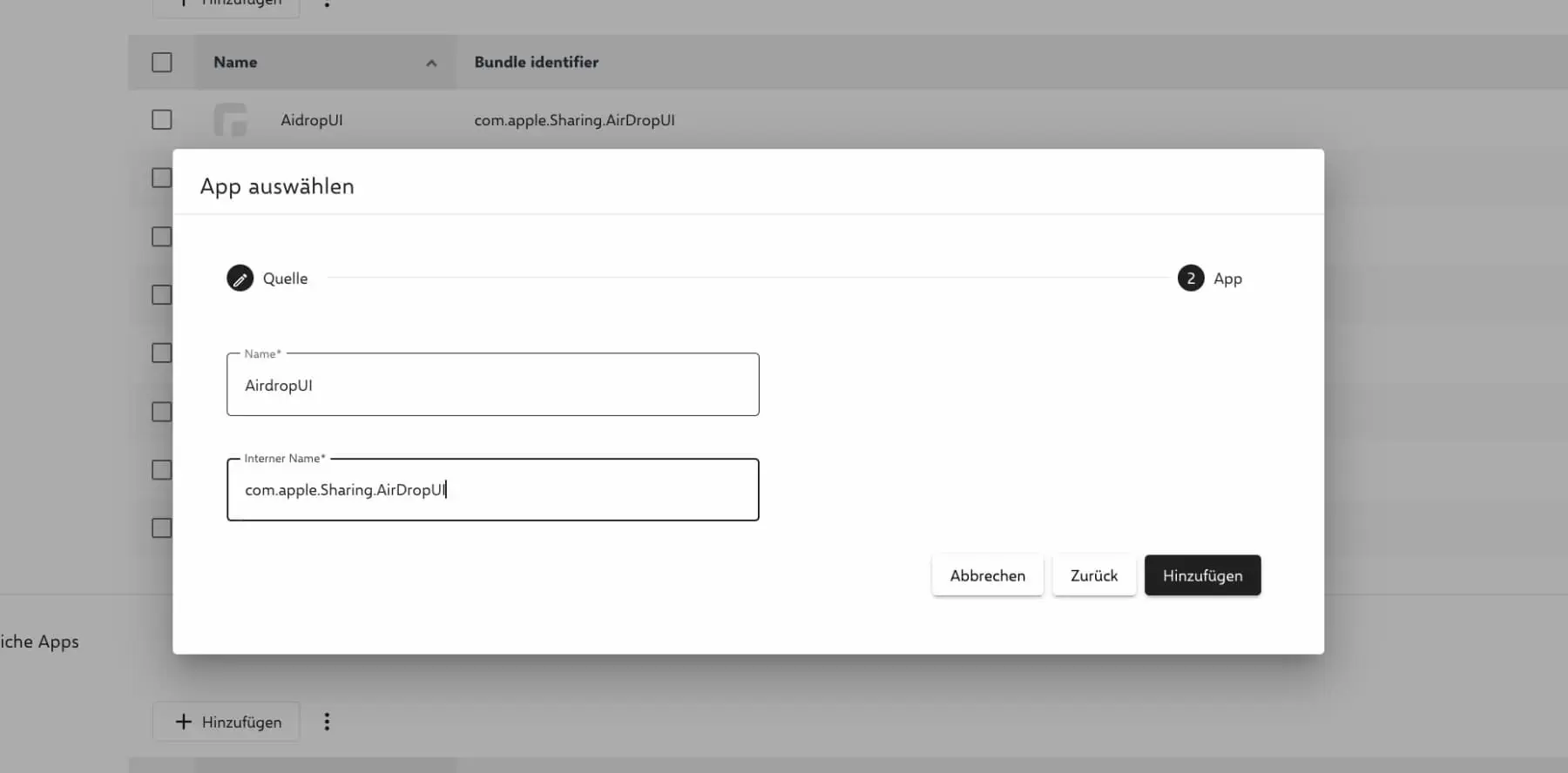 Neue AirDrop Bundle-ID com.apple.Sharing.AirDropUI für iOS 18 hinterlegen