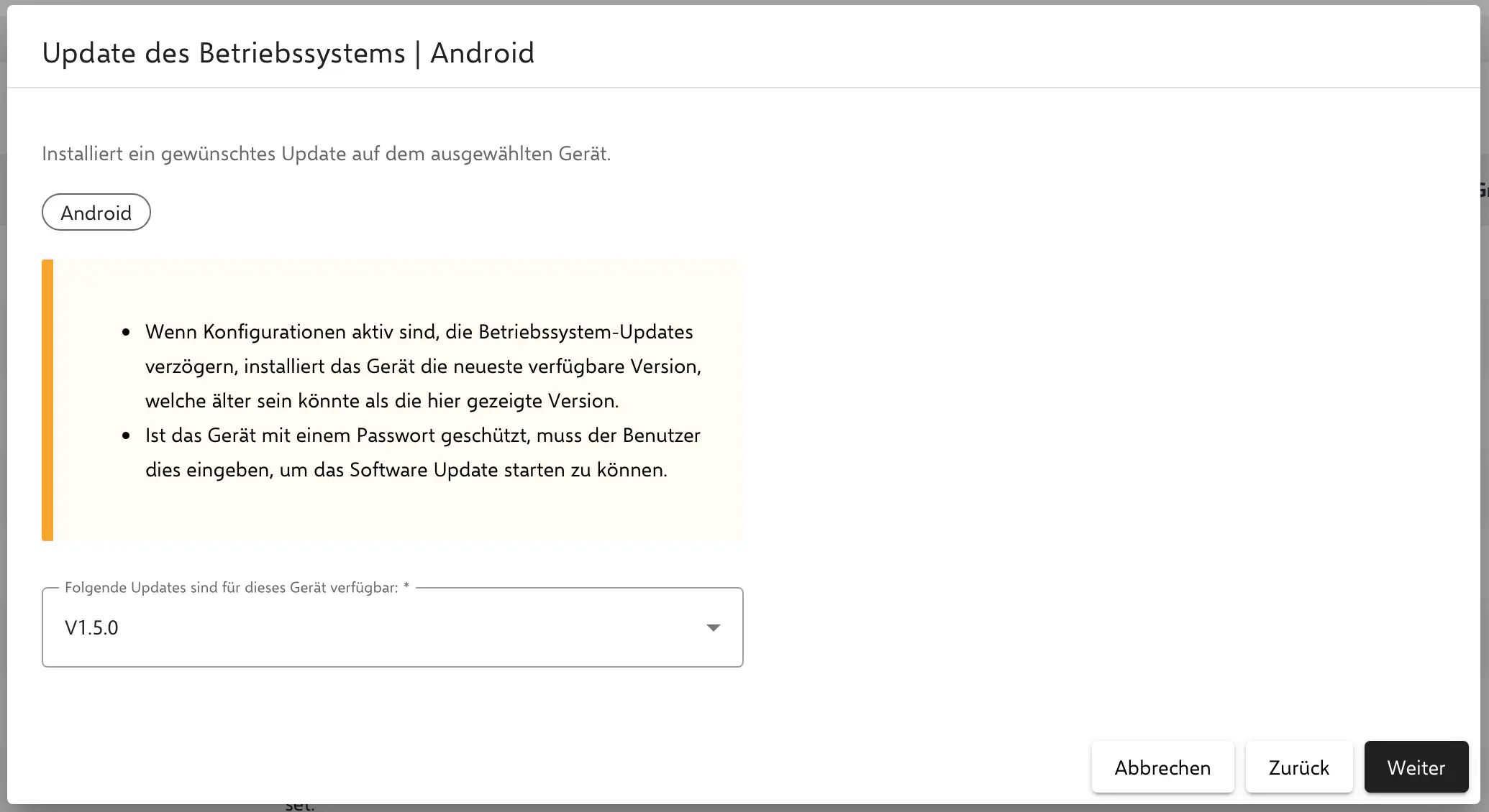 Update des Betriebssystems