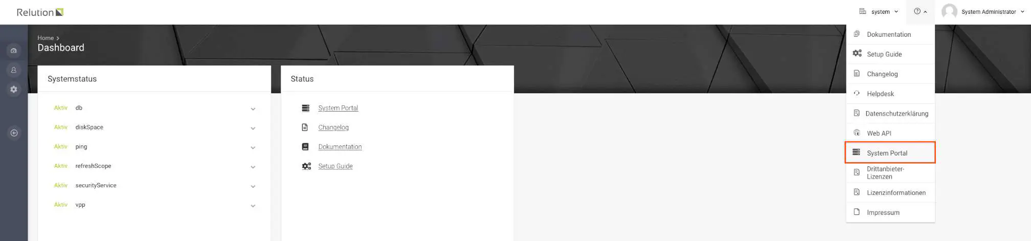 Systemportal öffnen