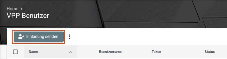 Einladungsschaltfläche im Bereich VPP Benutzer in Relution