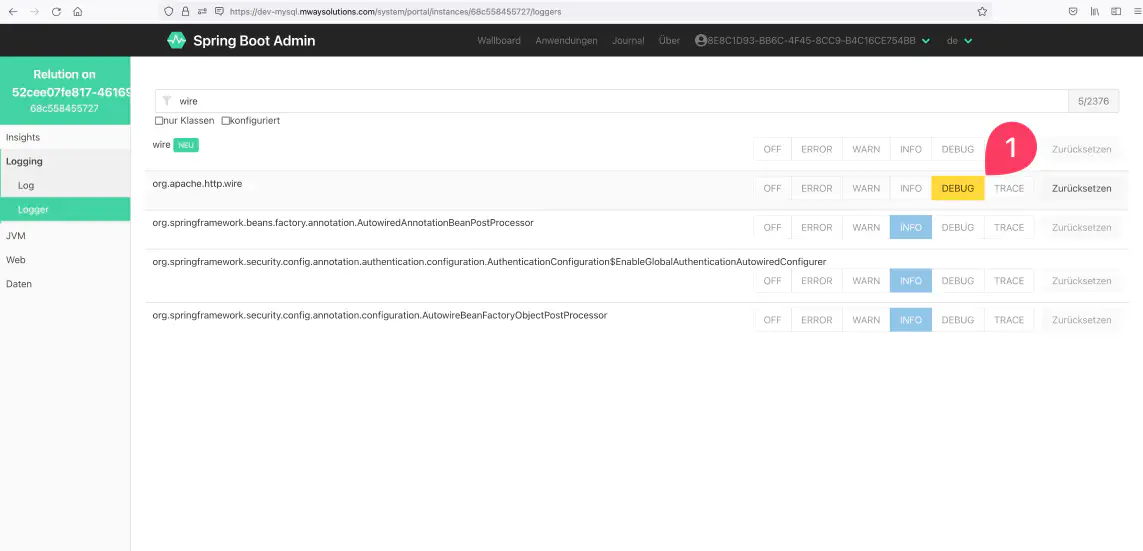 HTTPS Kommunikation zwischen Relution und Exchange im Springboot Admin prüfen
