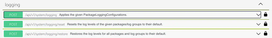 Logging-Punkte in Relution Web API zurücksetzen oder wiederherstellen