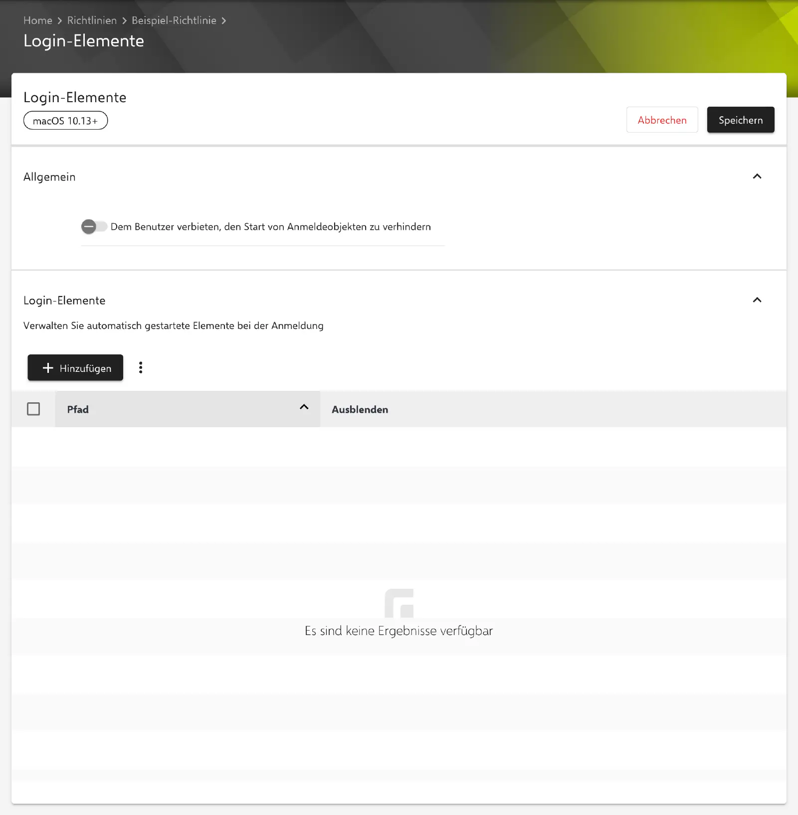 Formular Login-Elemente im Relution-Portal