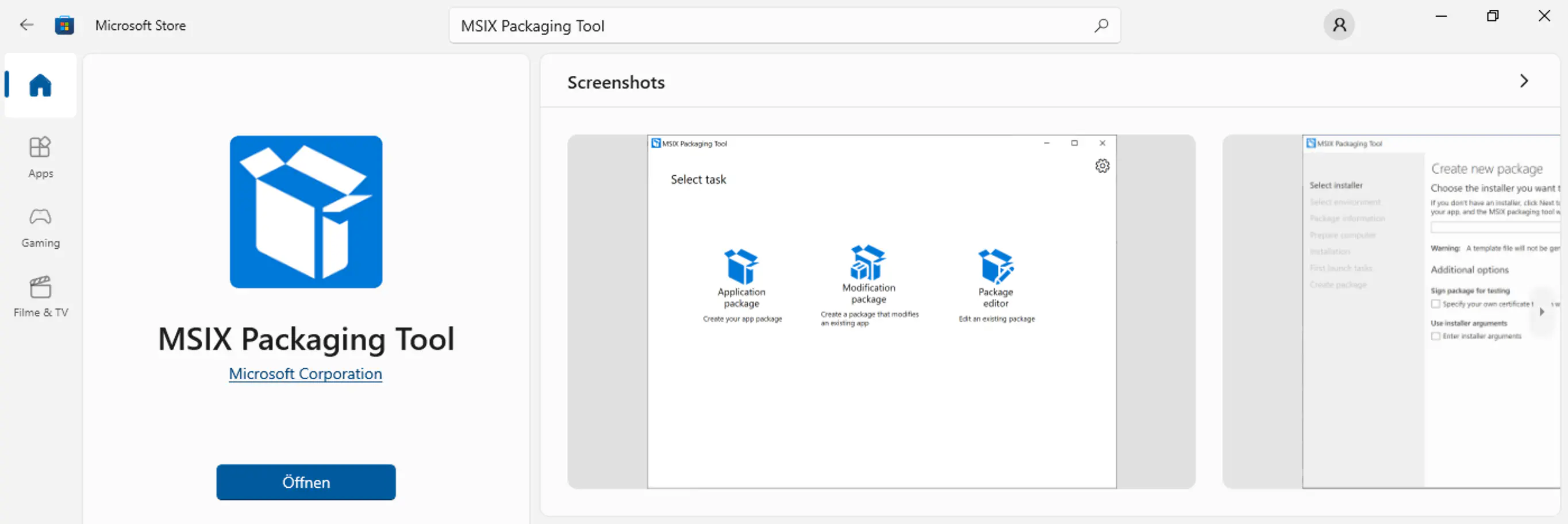 MSIX Packaging Tool