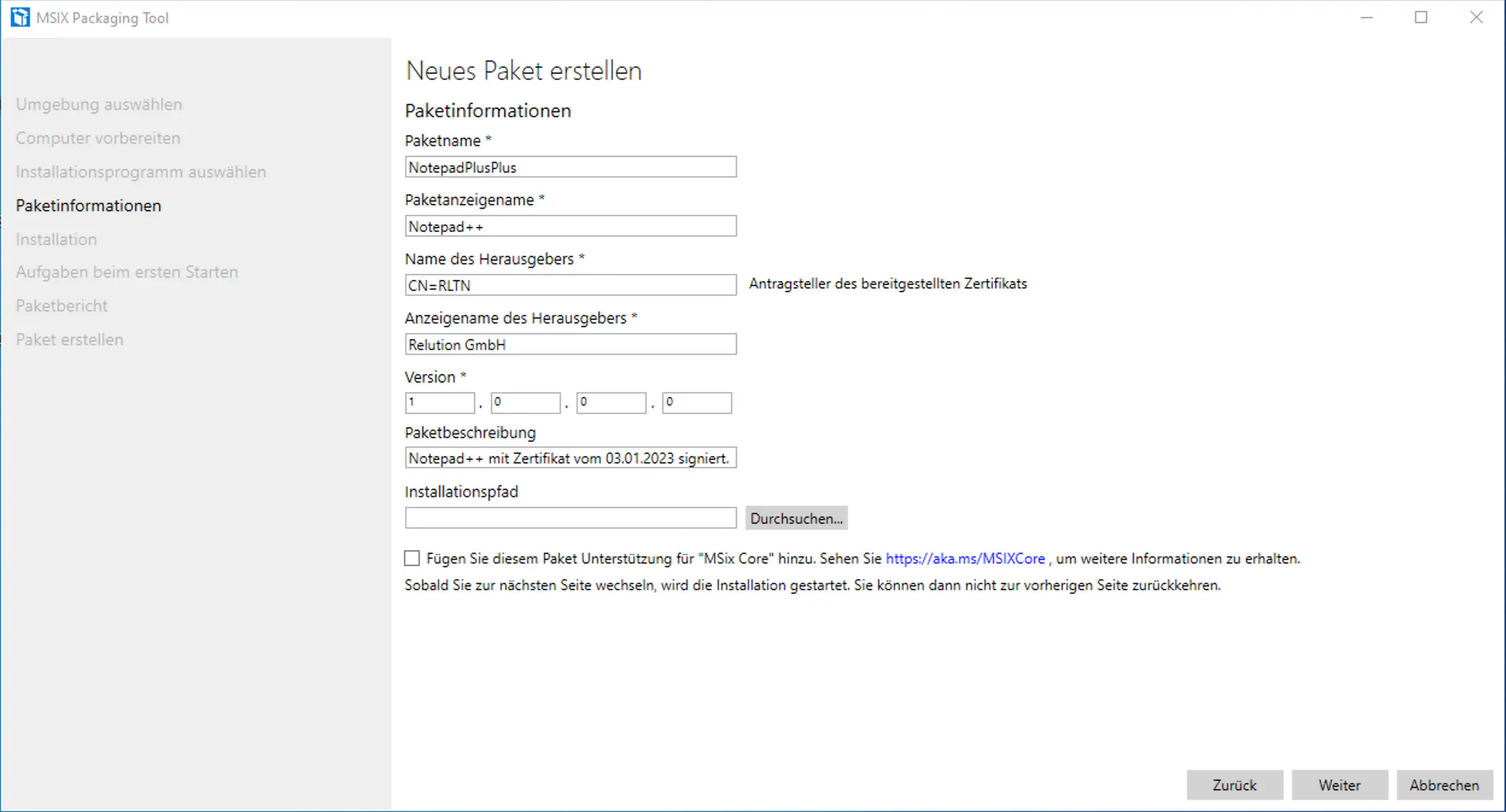 MSIX Packaging Tool