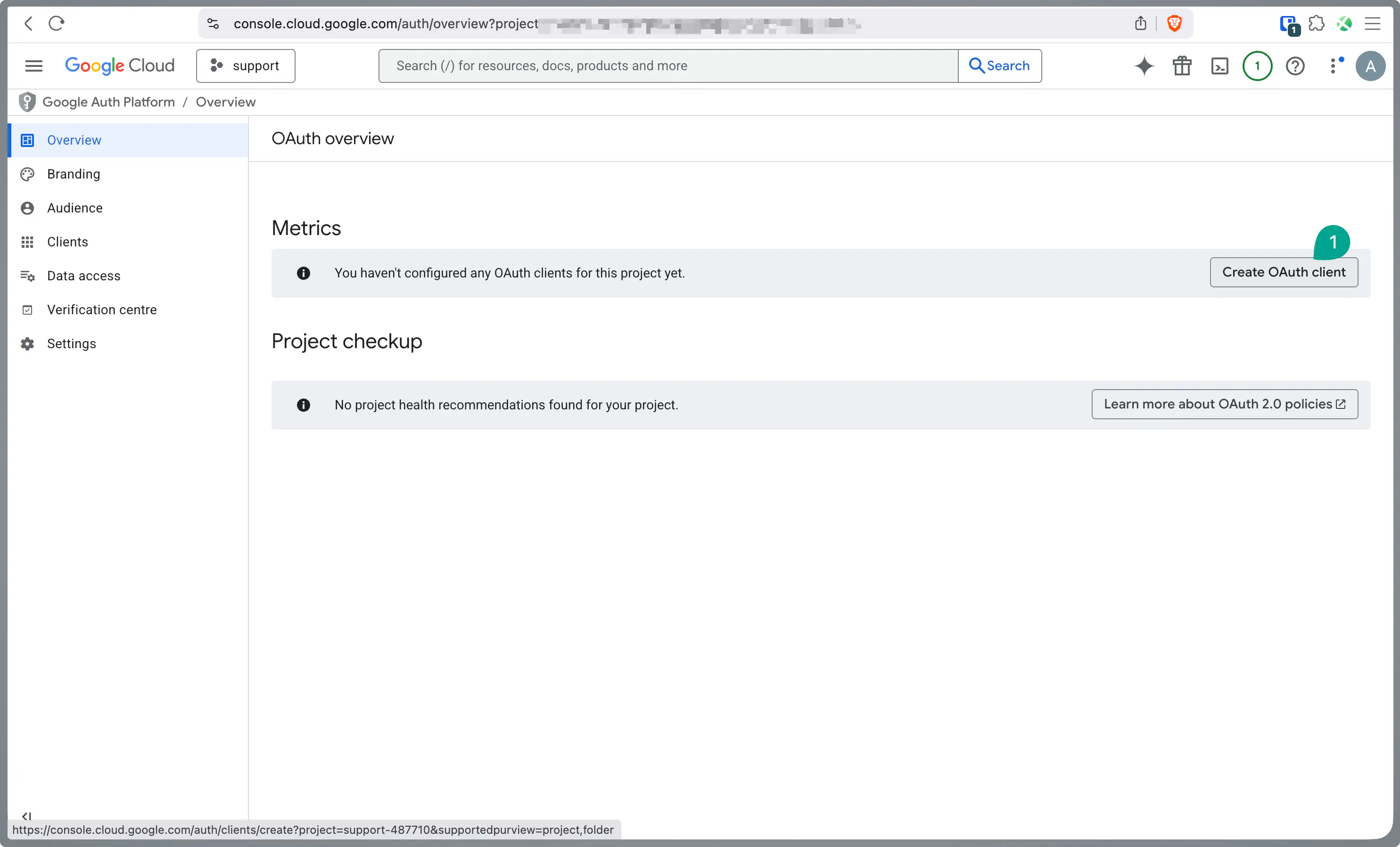Créer un OAuth Client ID dans la Google Cloud Console sous Credentials