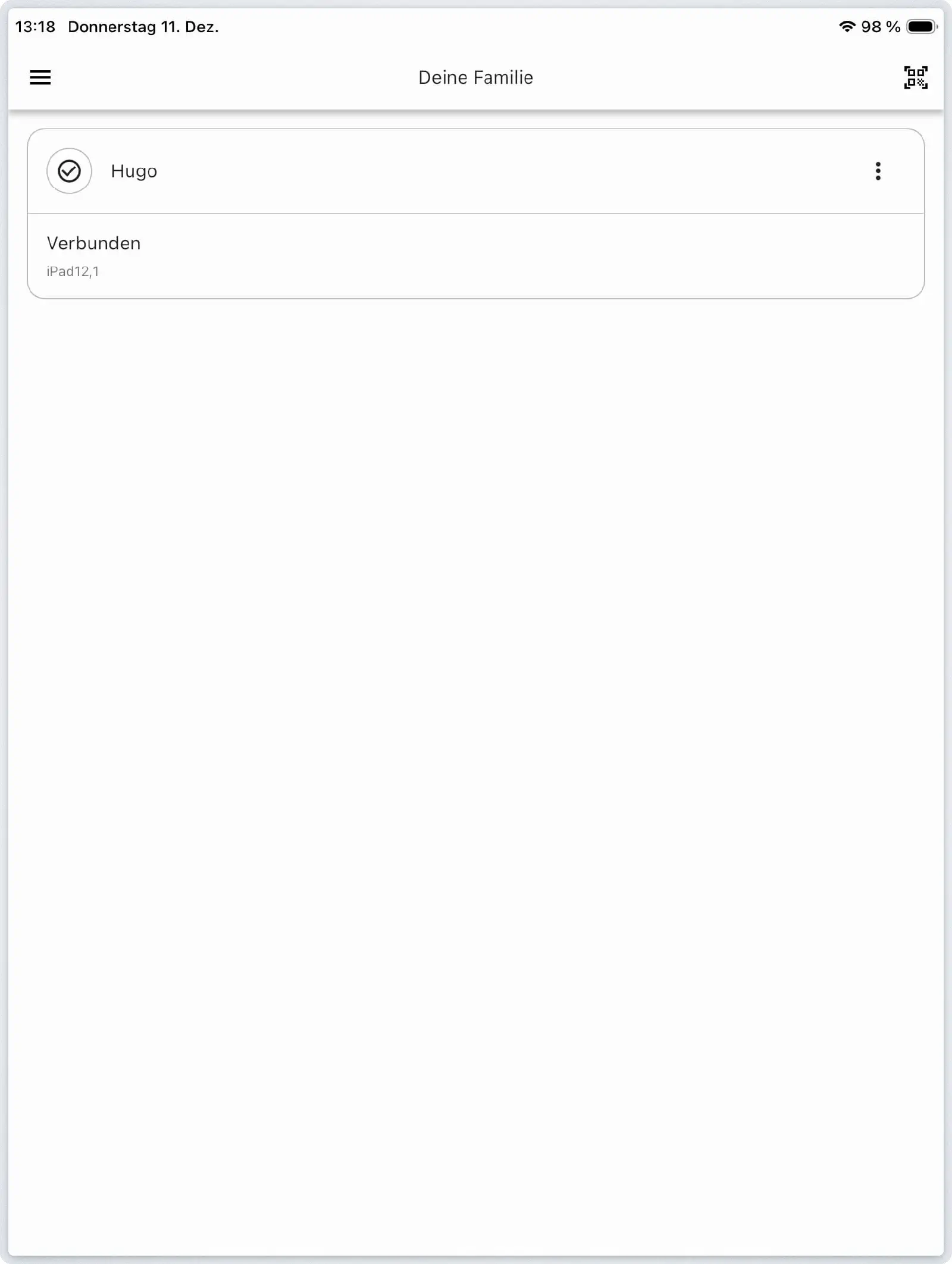 Startseite der Relution Parent App mit verknüpften Geräten und Kopplungsstatus