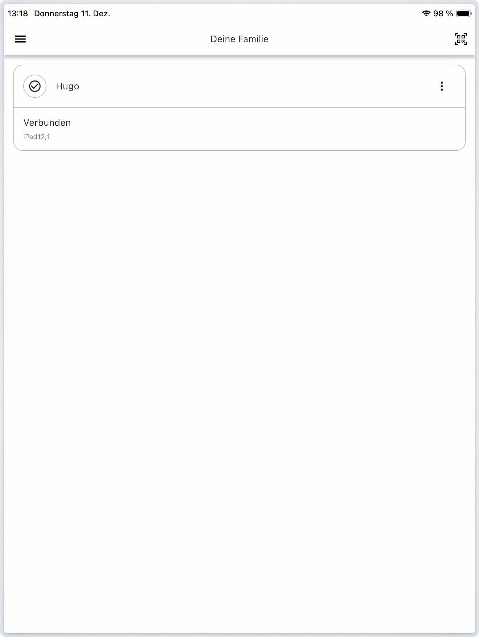 Startseite der Relution Parent App mit verknüpften Geräten und Kopplungsstatus