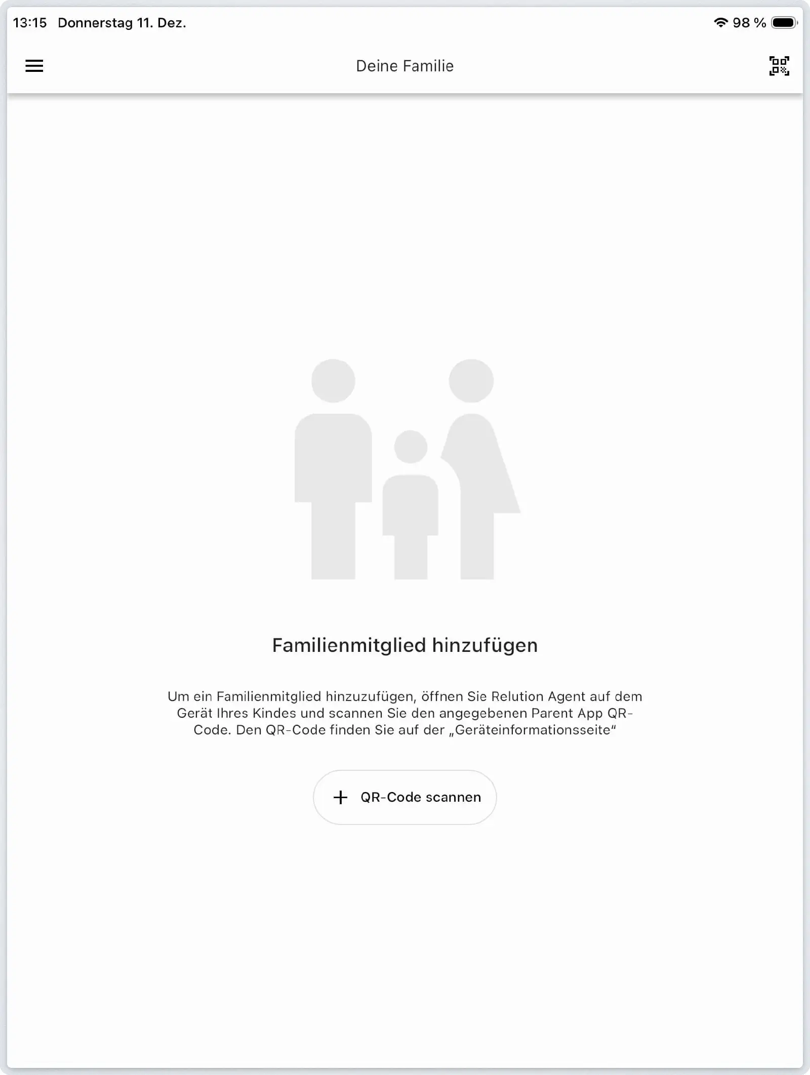 QR-Code für Relution Parent App Kopplung auf dem Schülergerät anzeigen