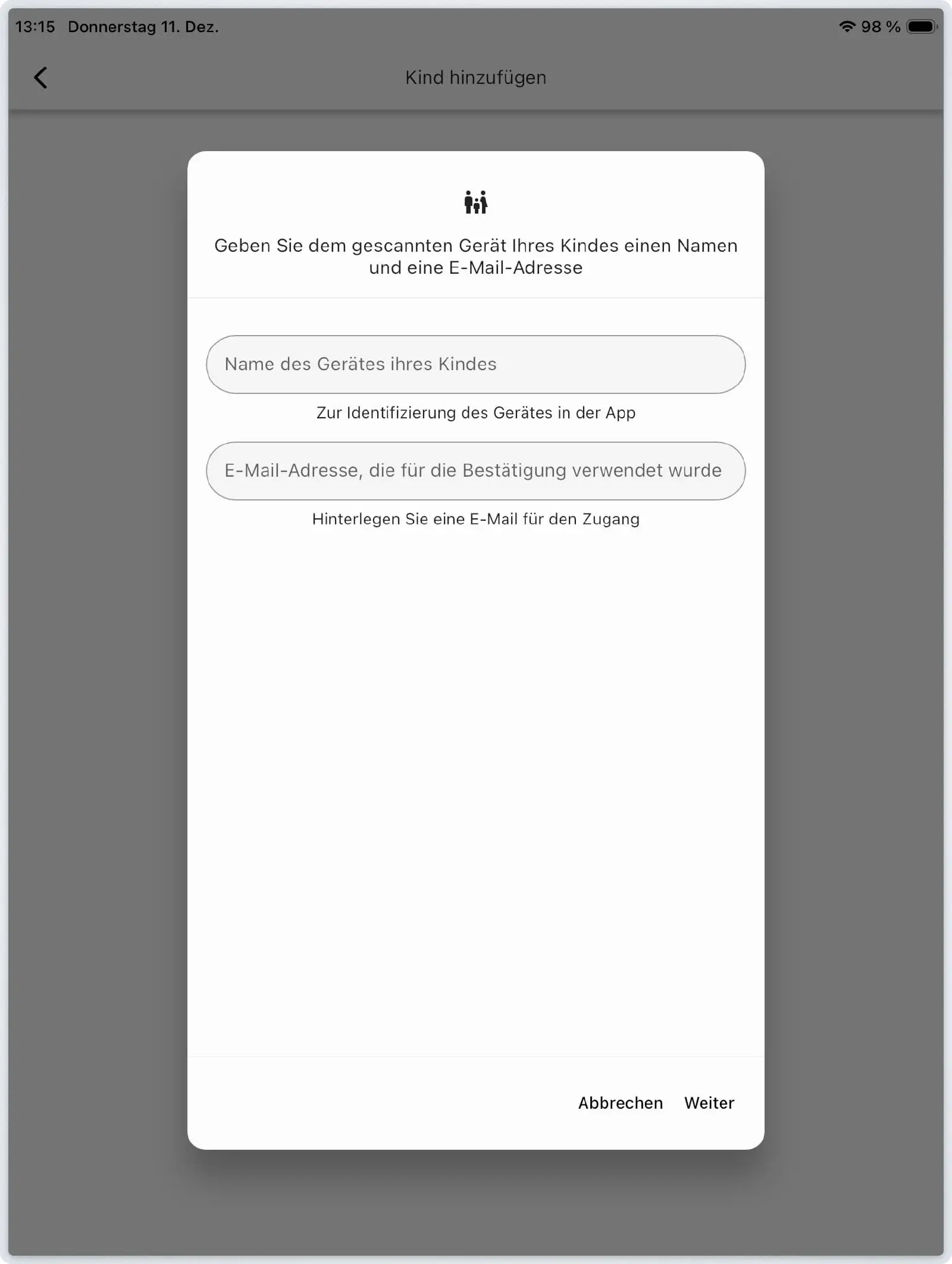 QR-Code in Relution Parent App scannen und Gerätenamen vergeben