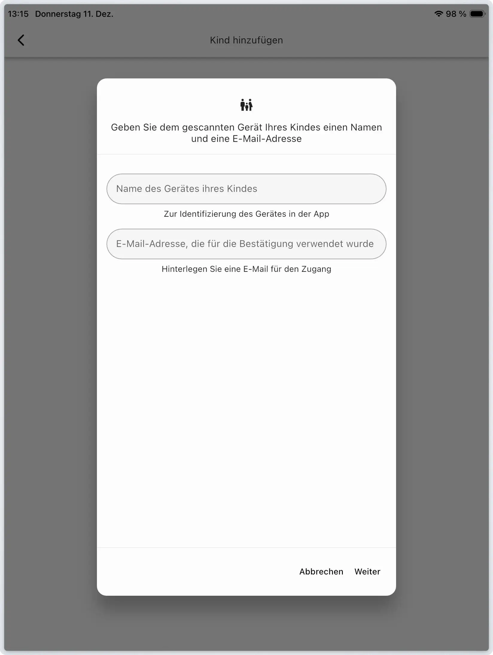 QR-Code in Relution Parent App scannen und Gerätenamen vergeben