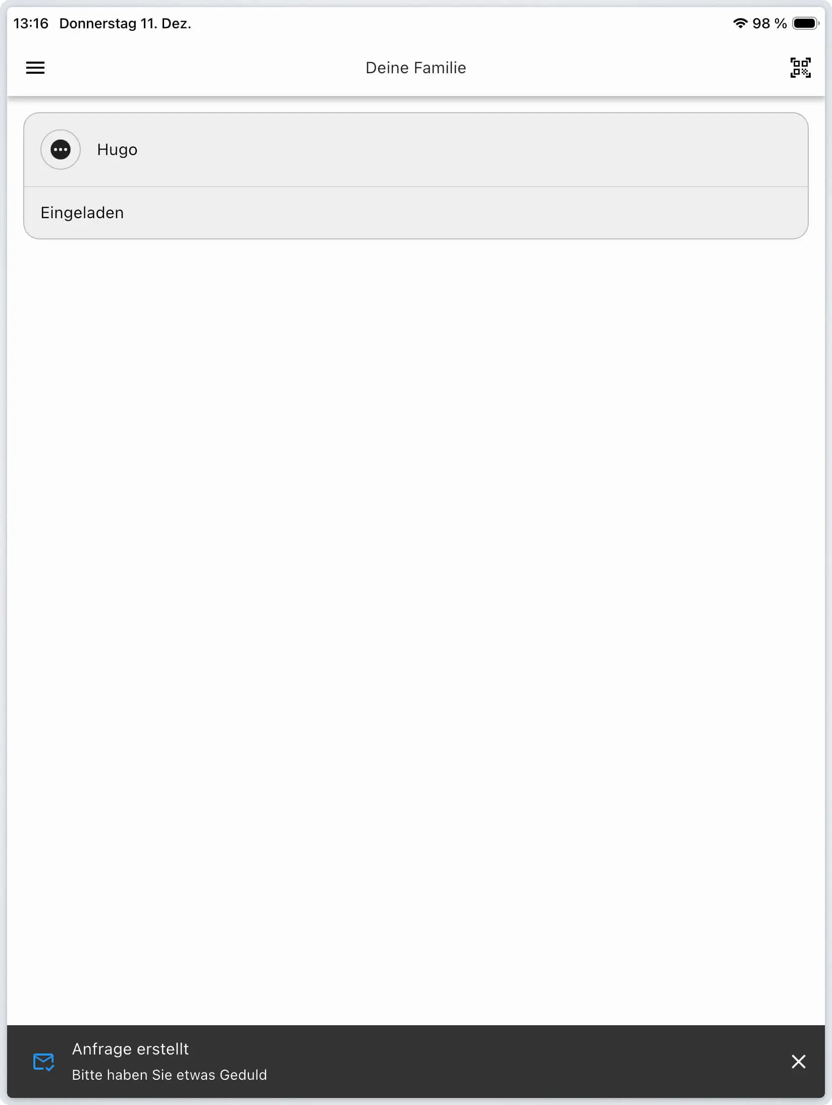 Kopplungsanfrage in Relution Parent App absenden