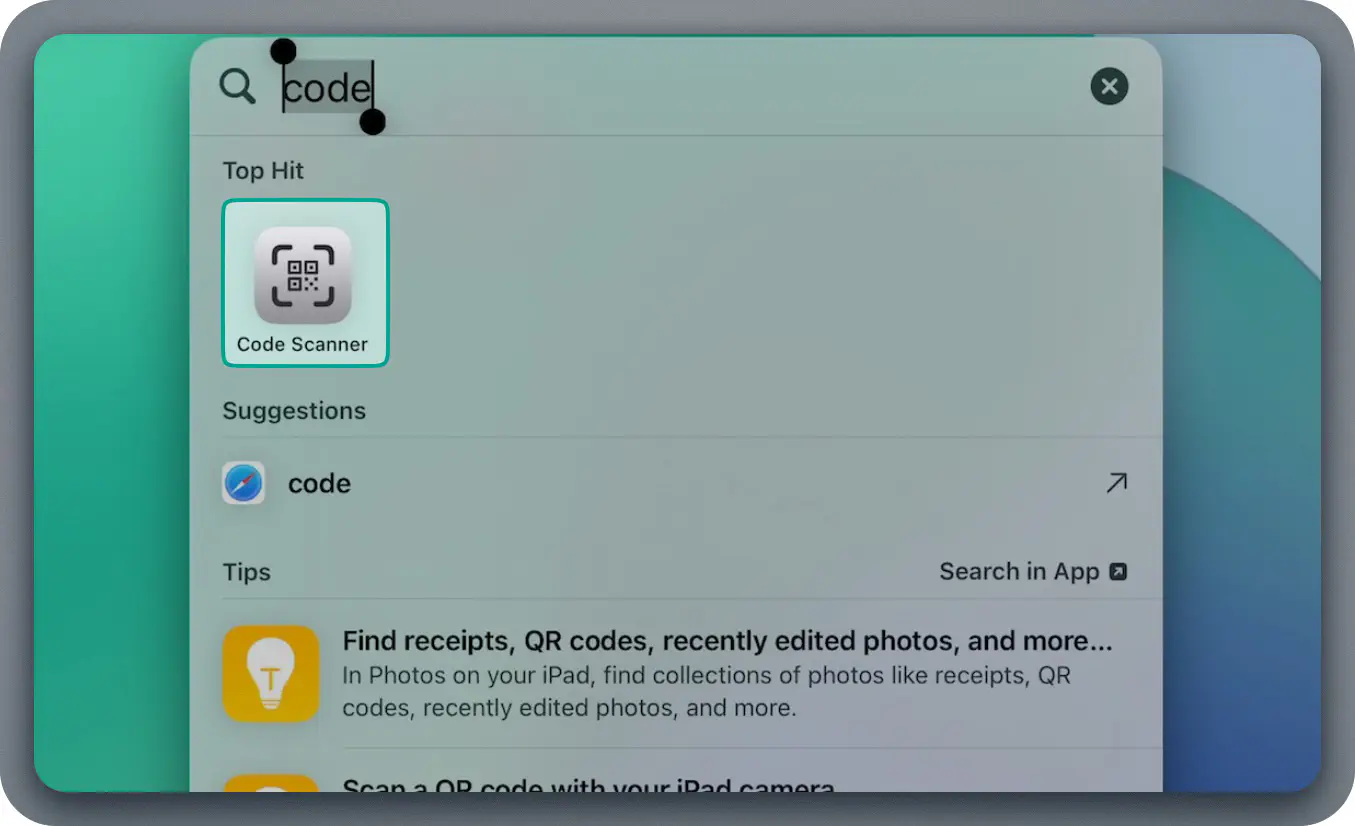 QR-Code-Scanner über Spotlight-Suche auf älteren iOS-Geräten aufrufen