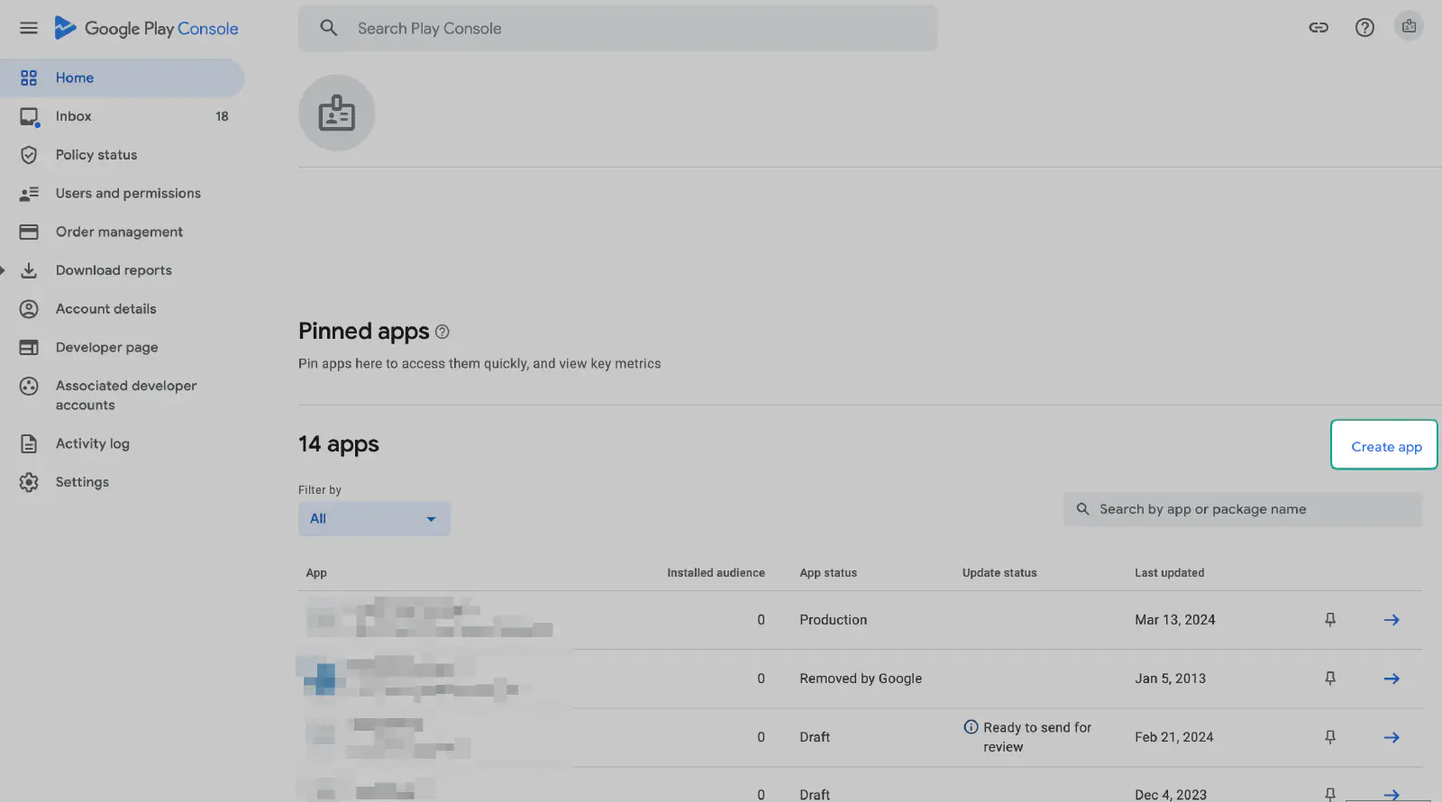 Création d’une nouvelle application dans Google Play Console