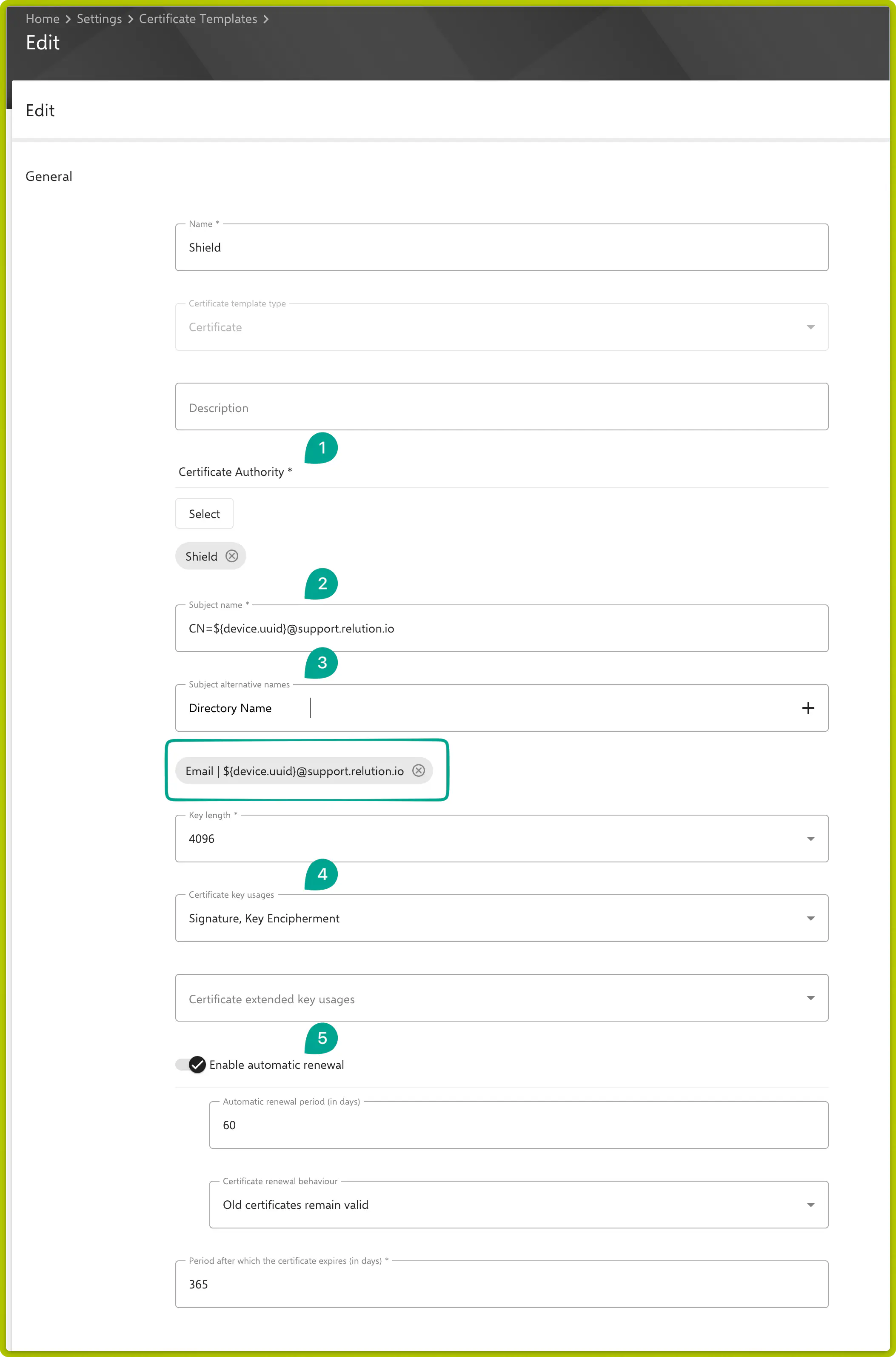 Certificate template