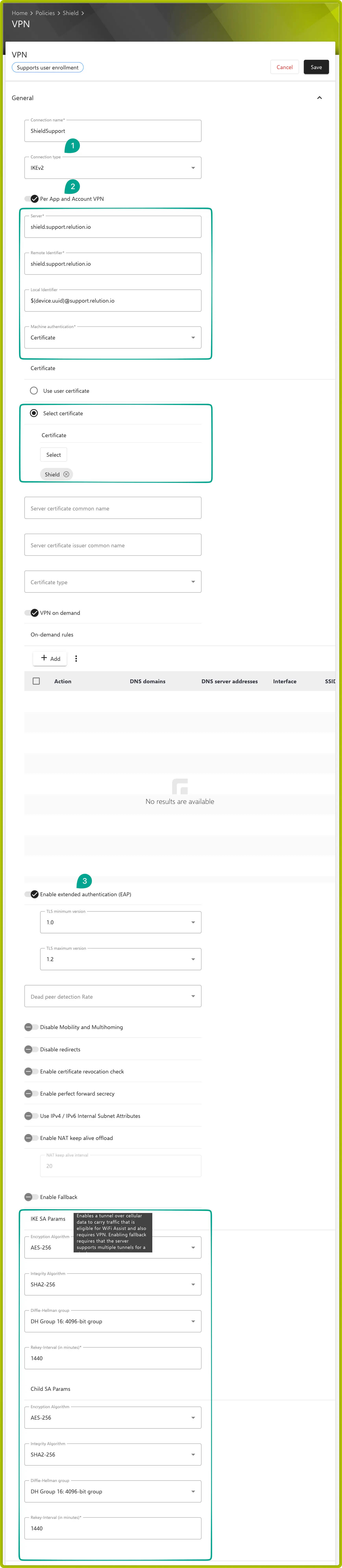 iOS VPN configuration