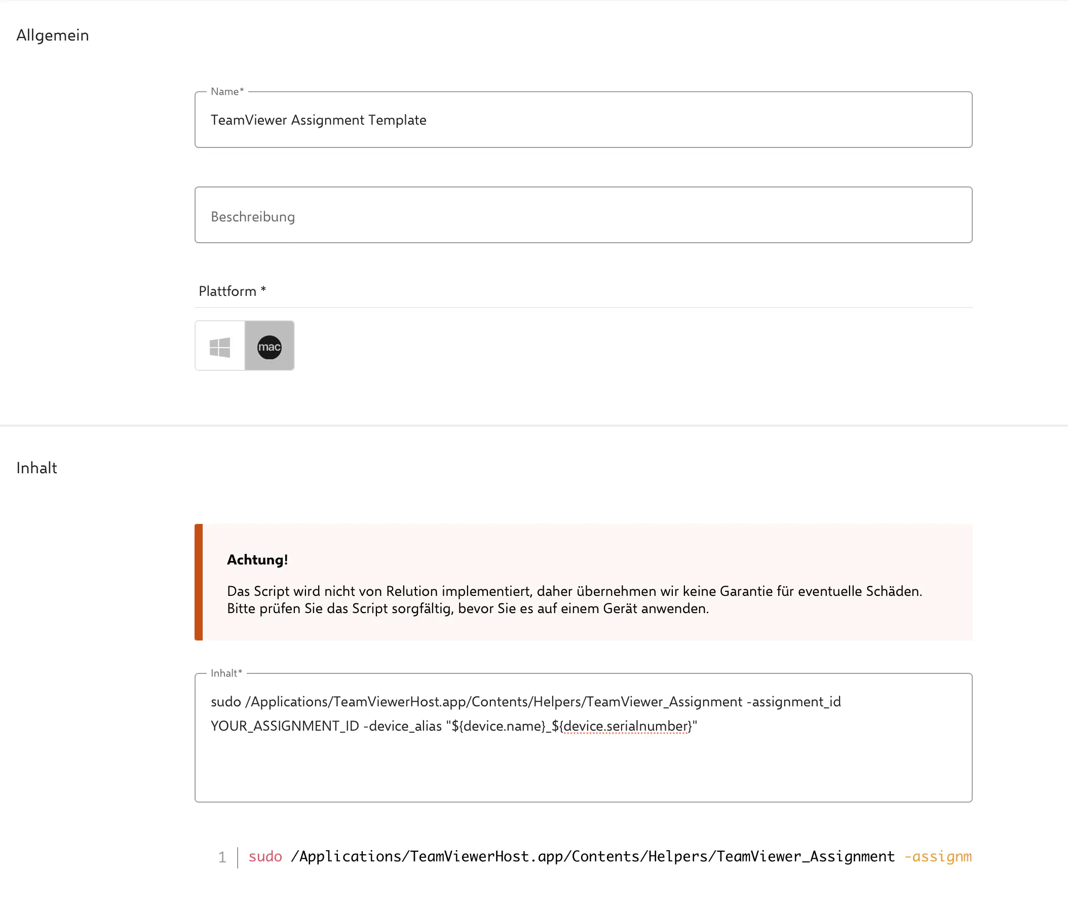 TeamViewer Zuweisungsskript
