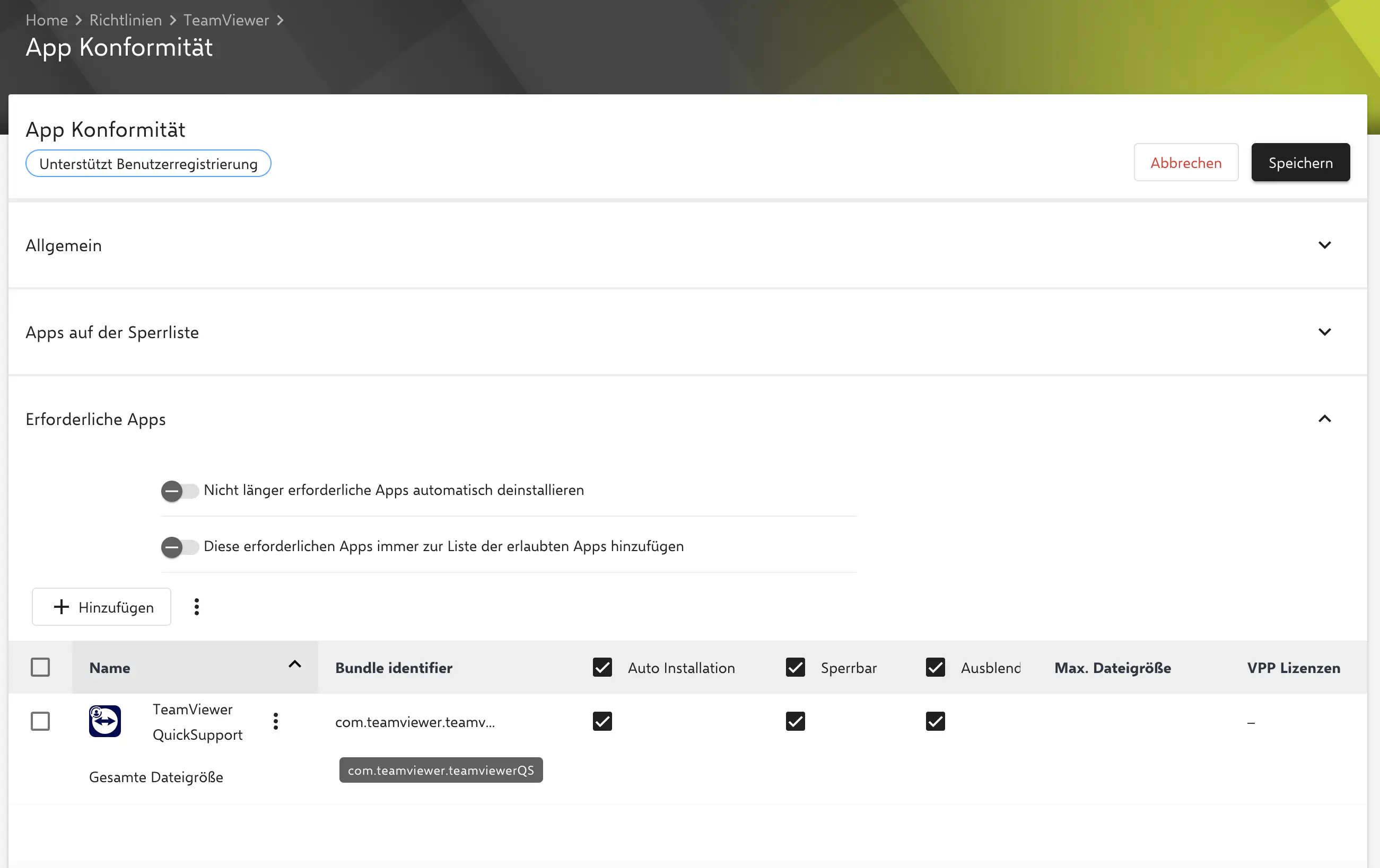 TeamViewer QuickSupport App Konformität Konfiguration
