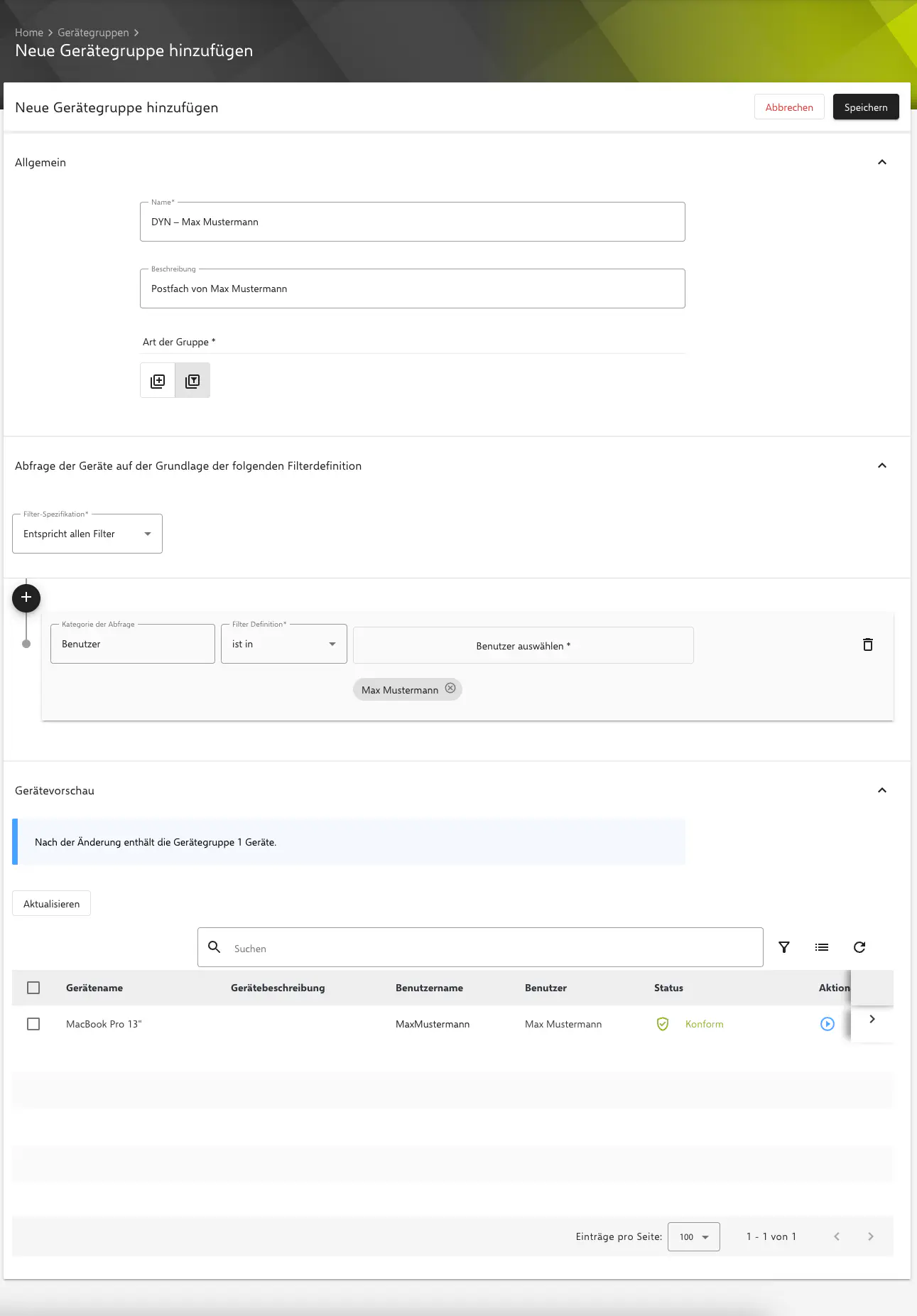 Relution Portal — Userbasedpolicy