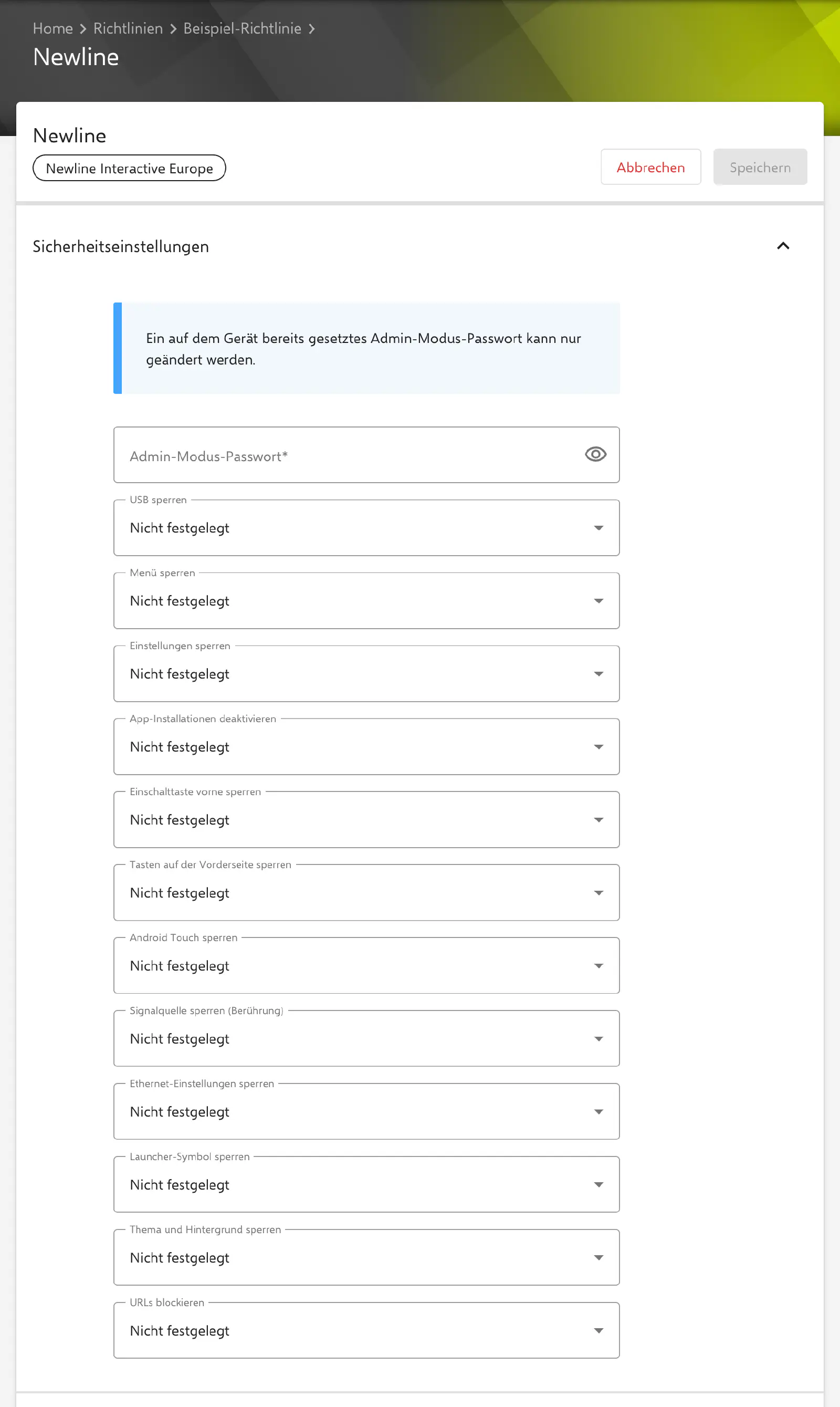 Formular Newline im Relution-Portal