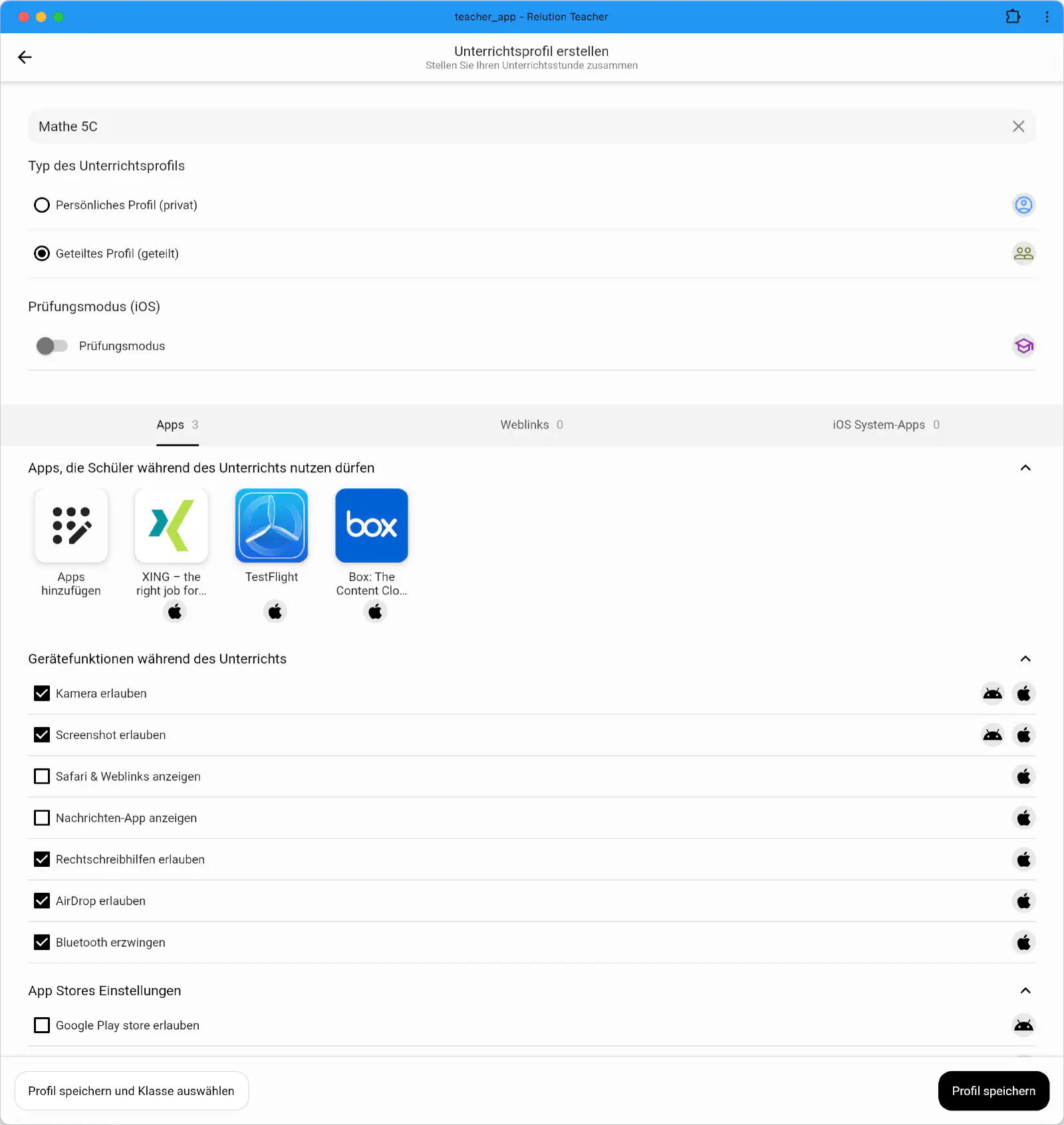 Accès à Relution Teacher Web-App dans le menu Éducation