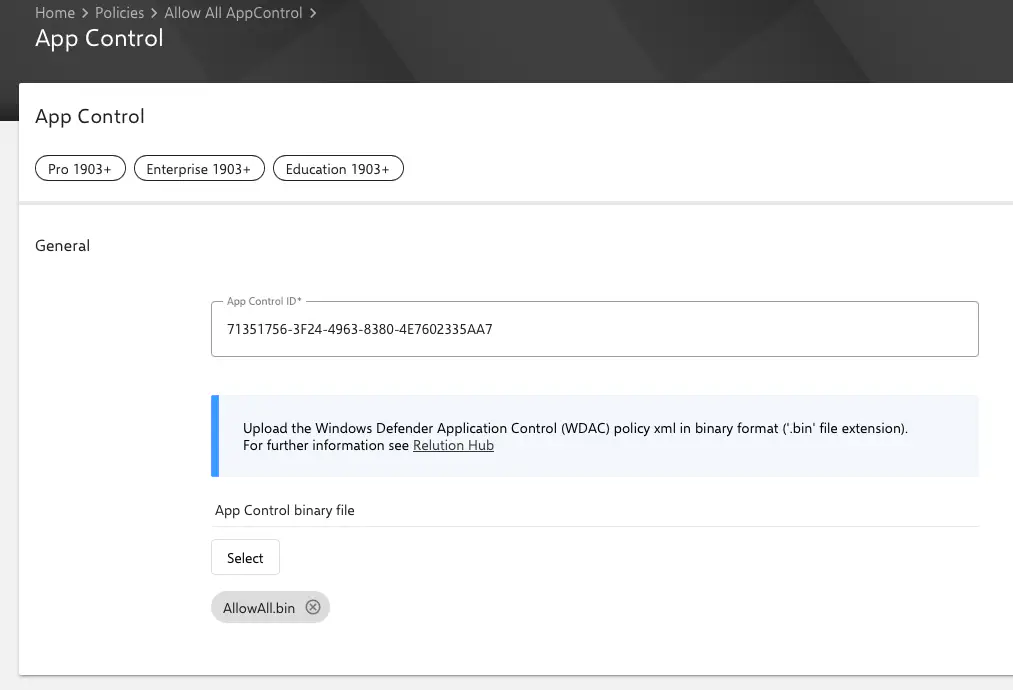 windows app control coniguration overview