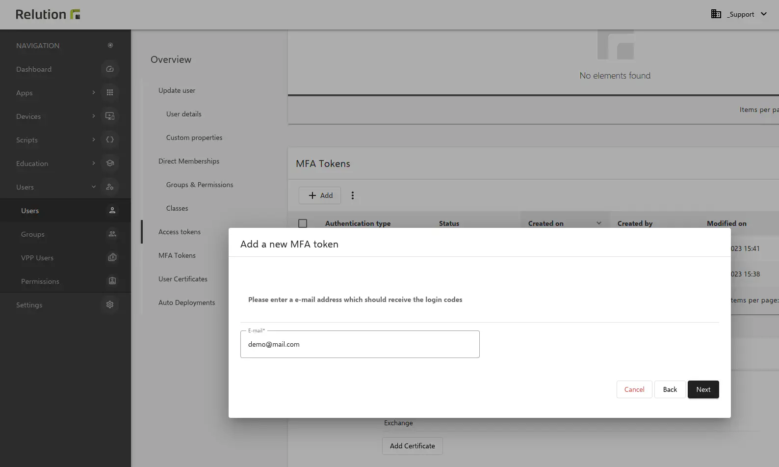 MFA e-mail addresses