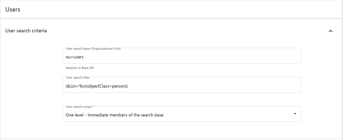 User configuration