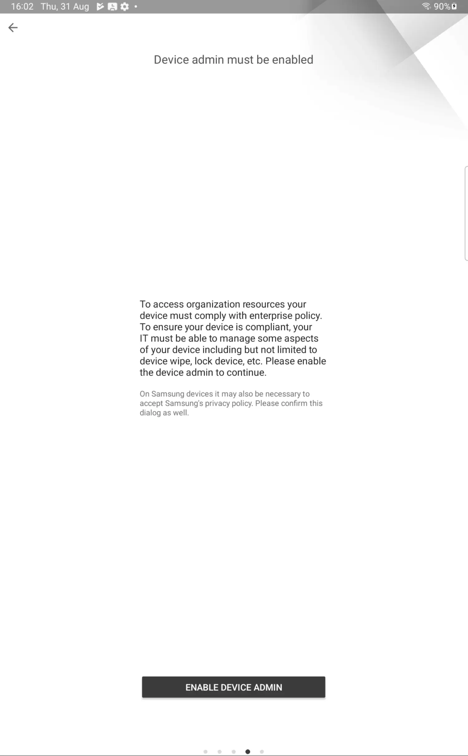 Android permission request to read device status during Relution enrollment