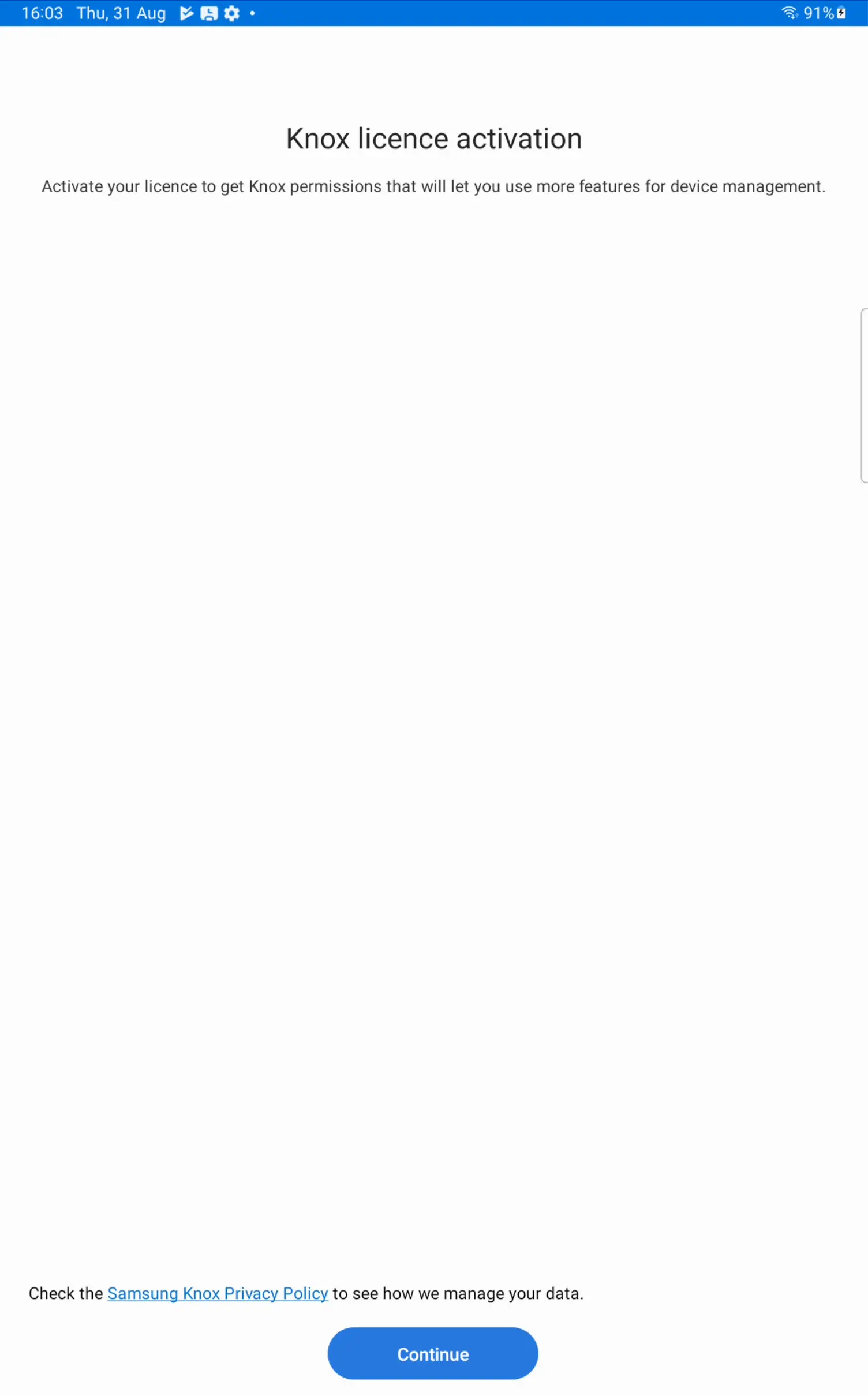 Android Enable button confirmation screen to grant administrative permissions