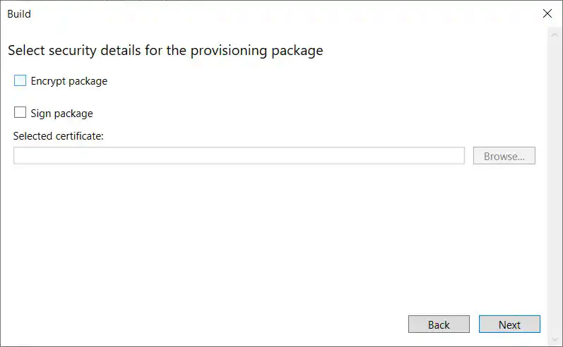 Windows Configuration Designer deployment package creation dialog with Create button